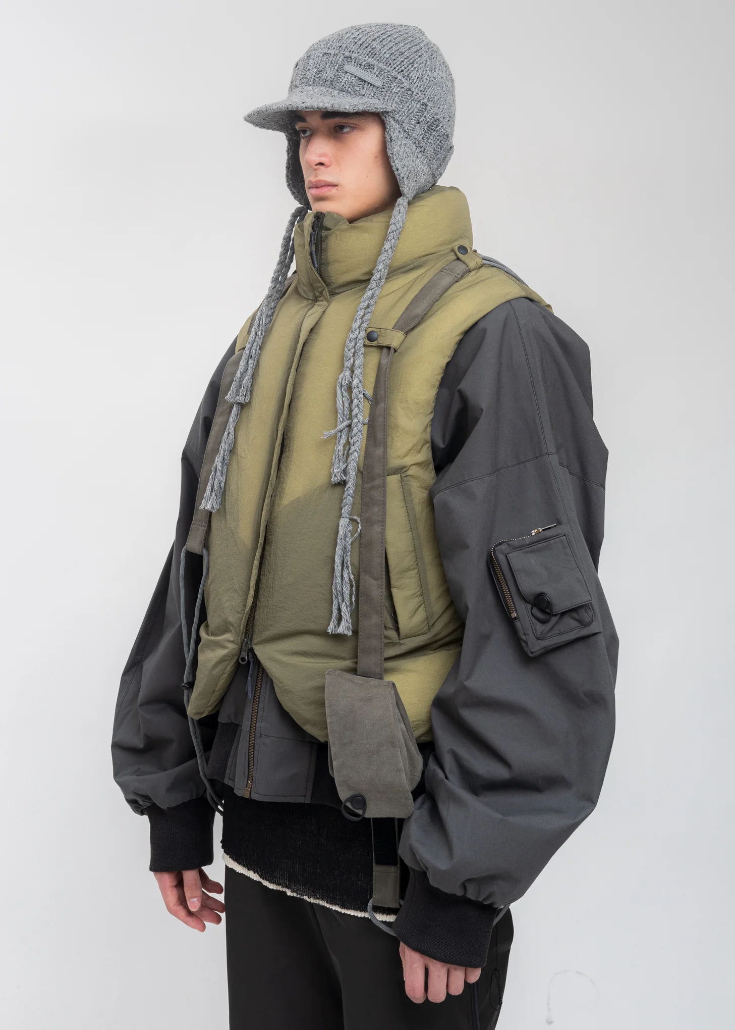 Khaki Reversible Padded Vest - Image 4