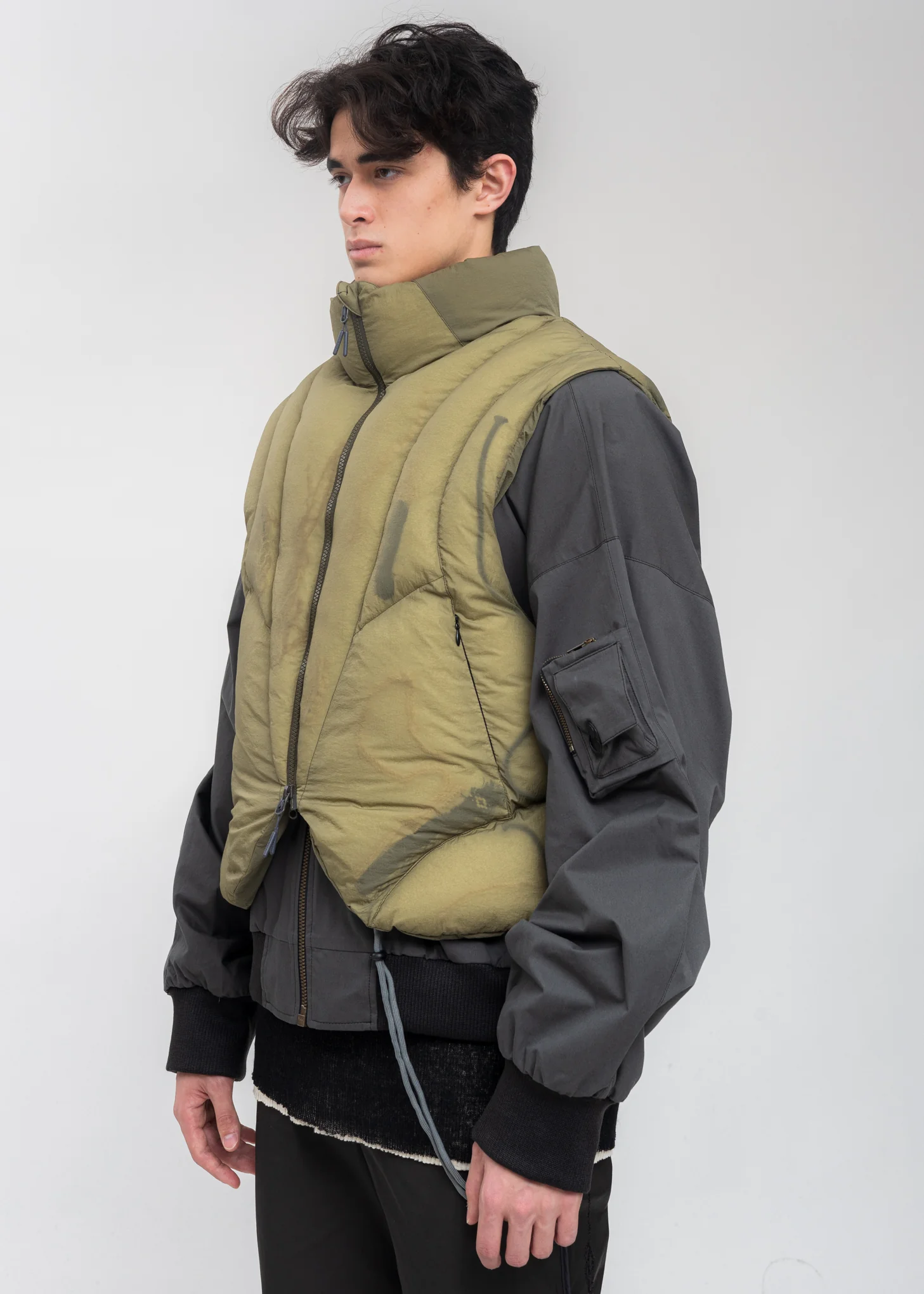 Khaki Reversible Padded Vest - Image 7