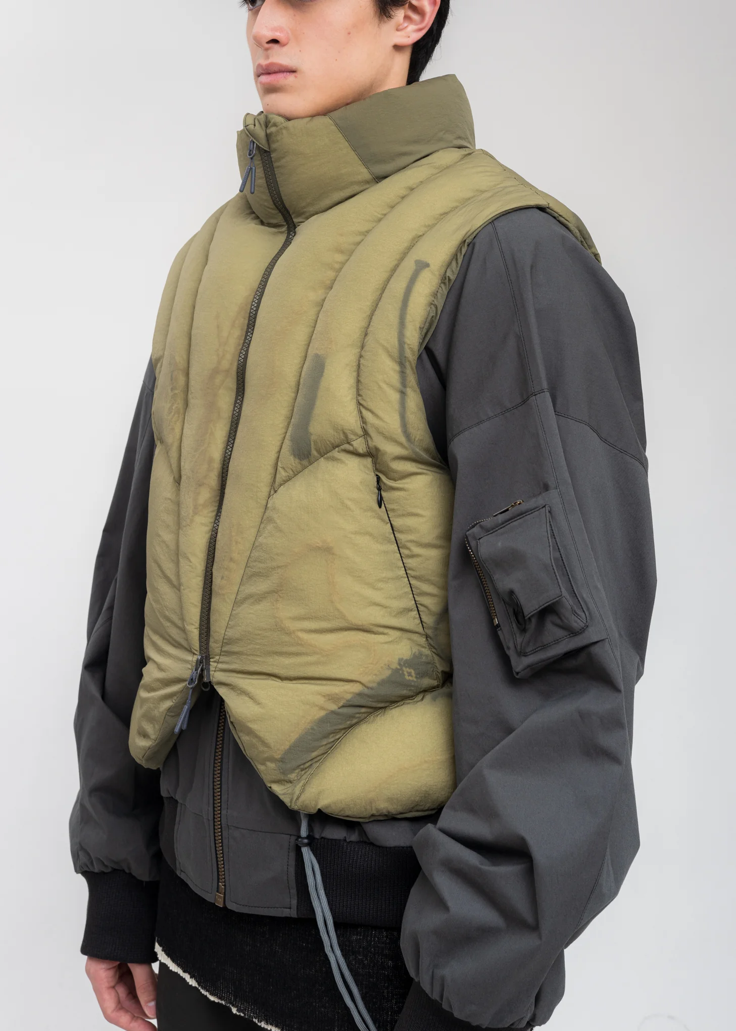 Khaki Reversible Padded Vest - Image 9