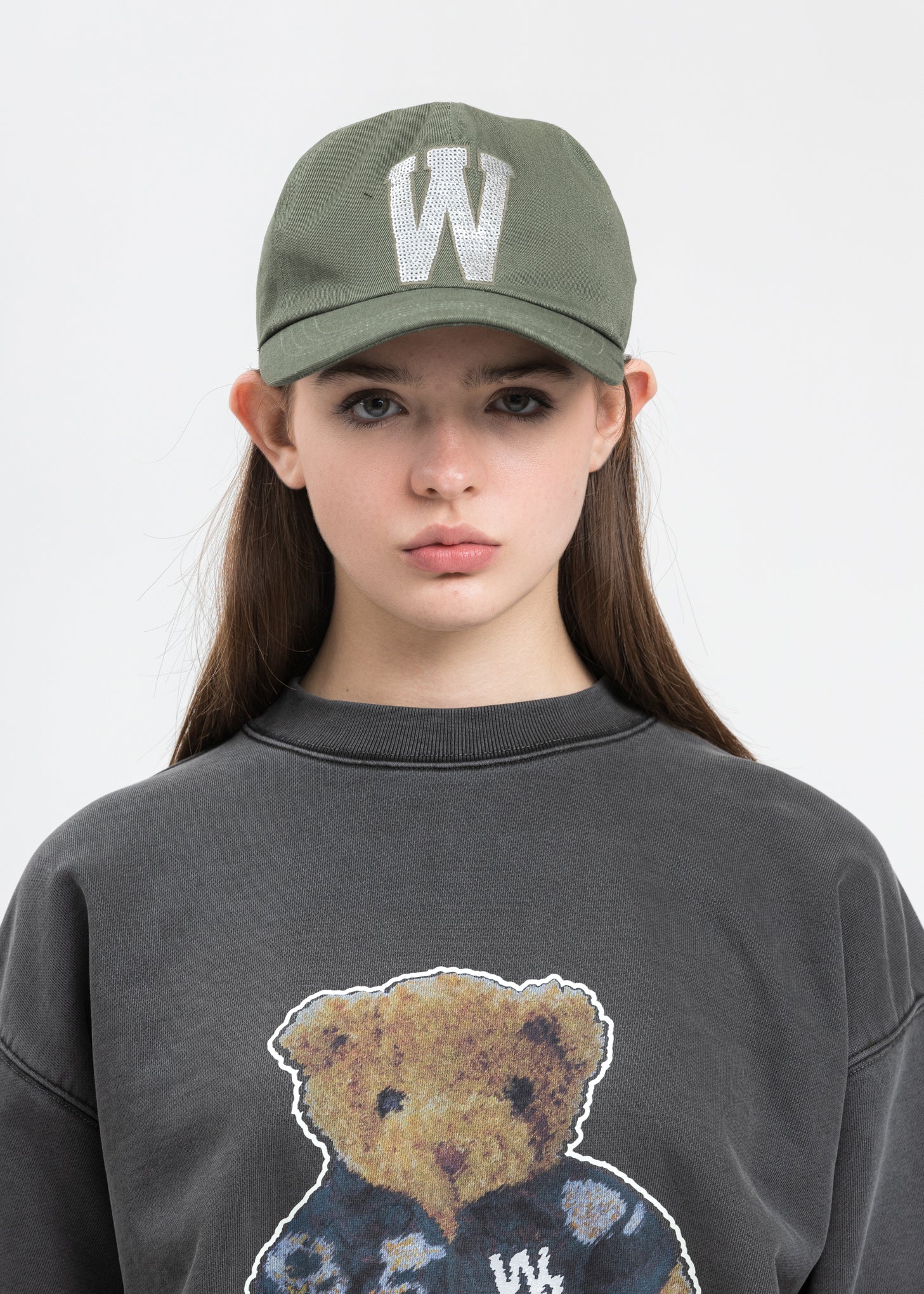 Khaki Sequins Patch Embroidered Cap - Image 3