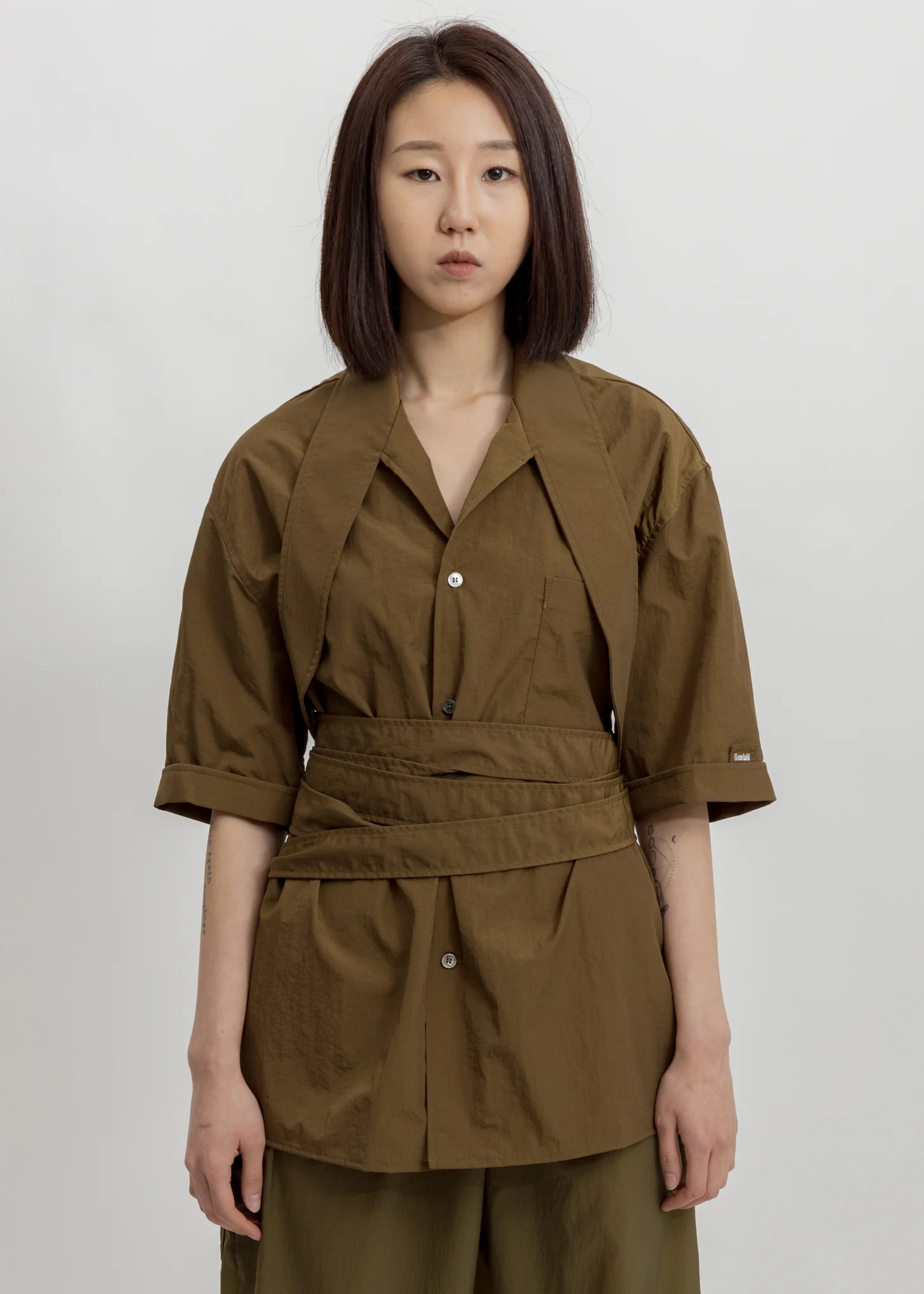 Khaki Shirt Wth Harness Collar And Belt