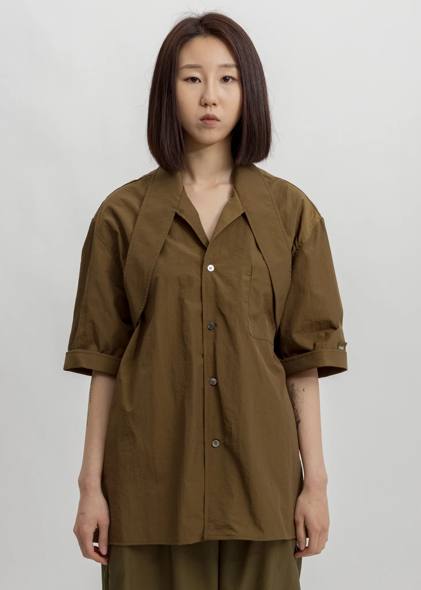 Khaki Shirt Wth Harness Collar And Belt - Image 5