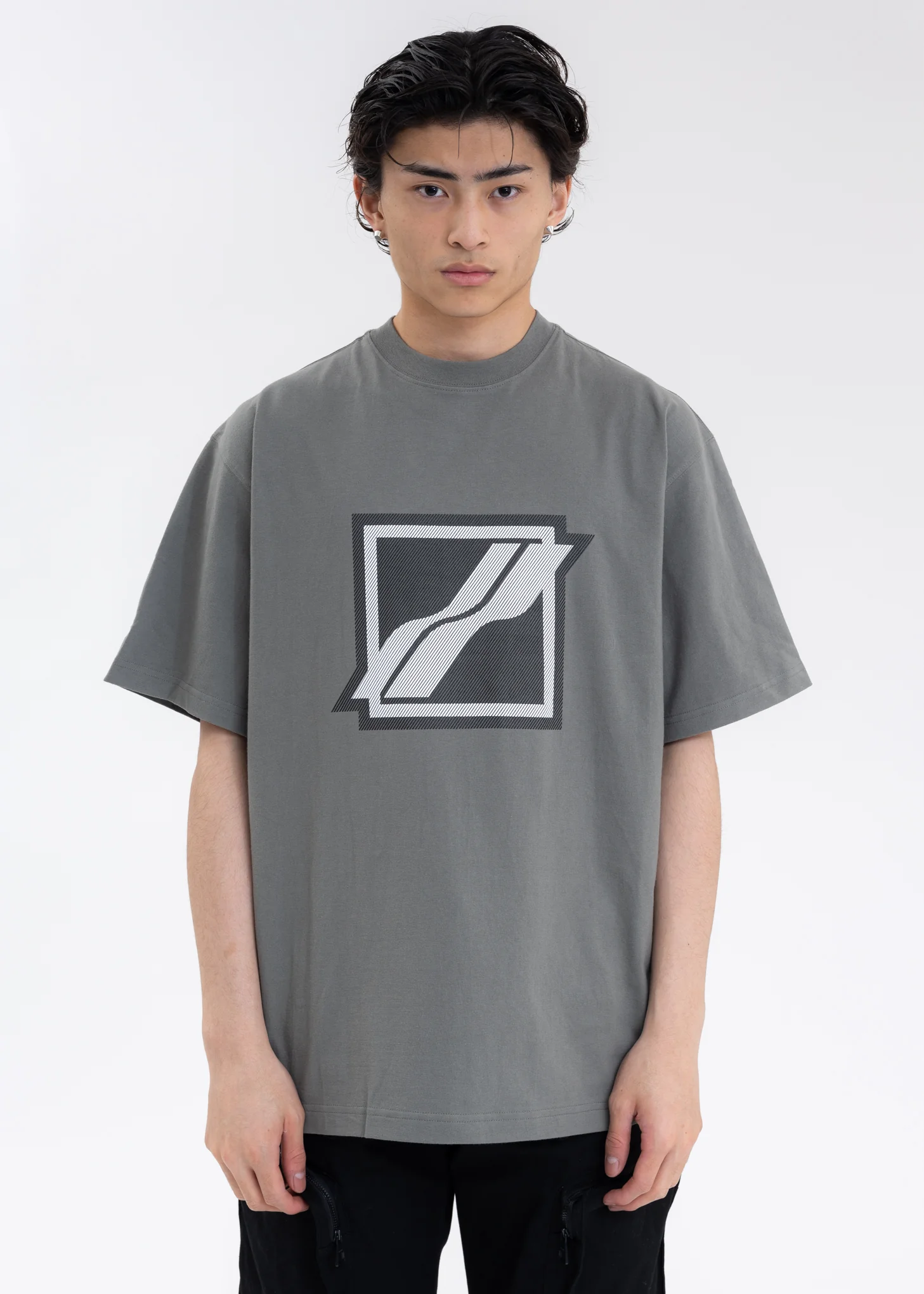 KHAKI STRIPE BIG LOGO T-SHIRT