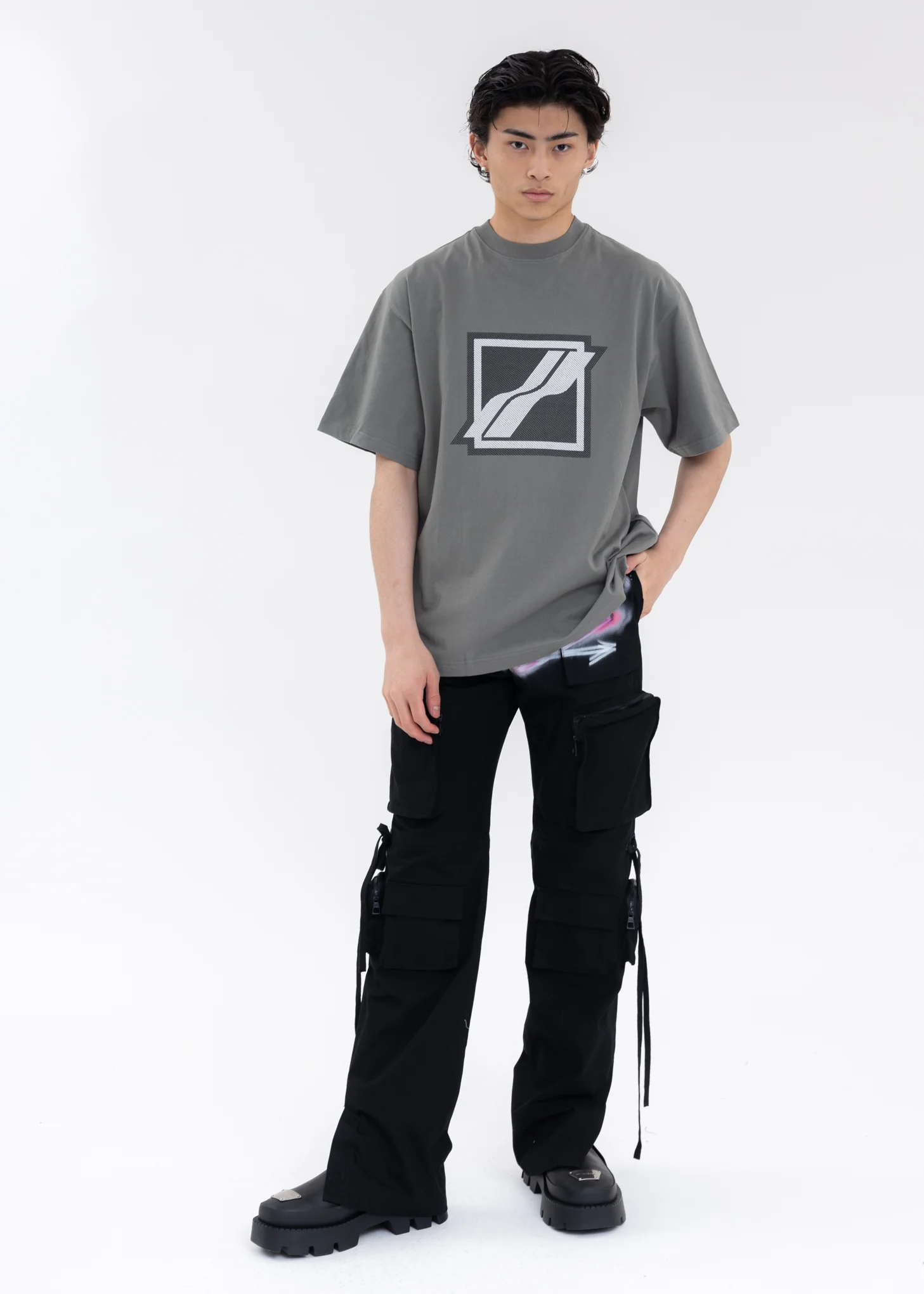 KHAKI STRIPE BIG LOGO T-SHIRT - Image 5