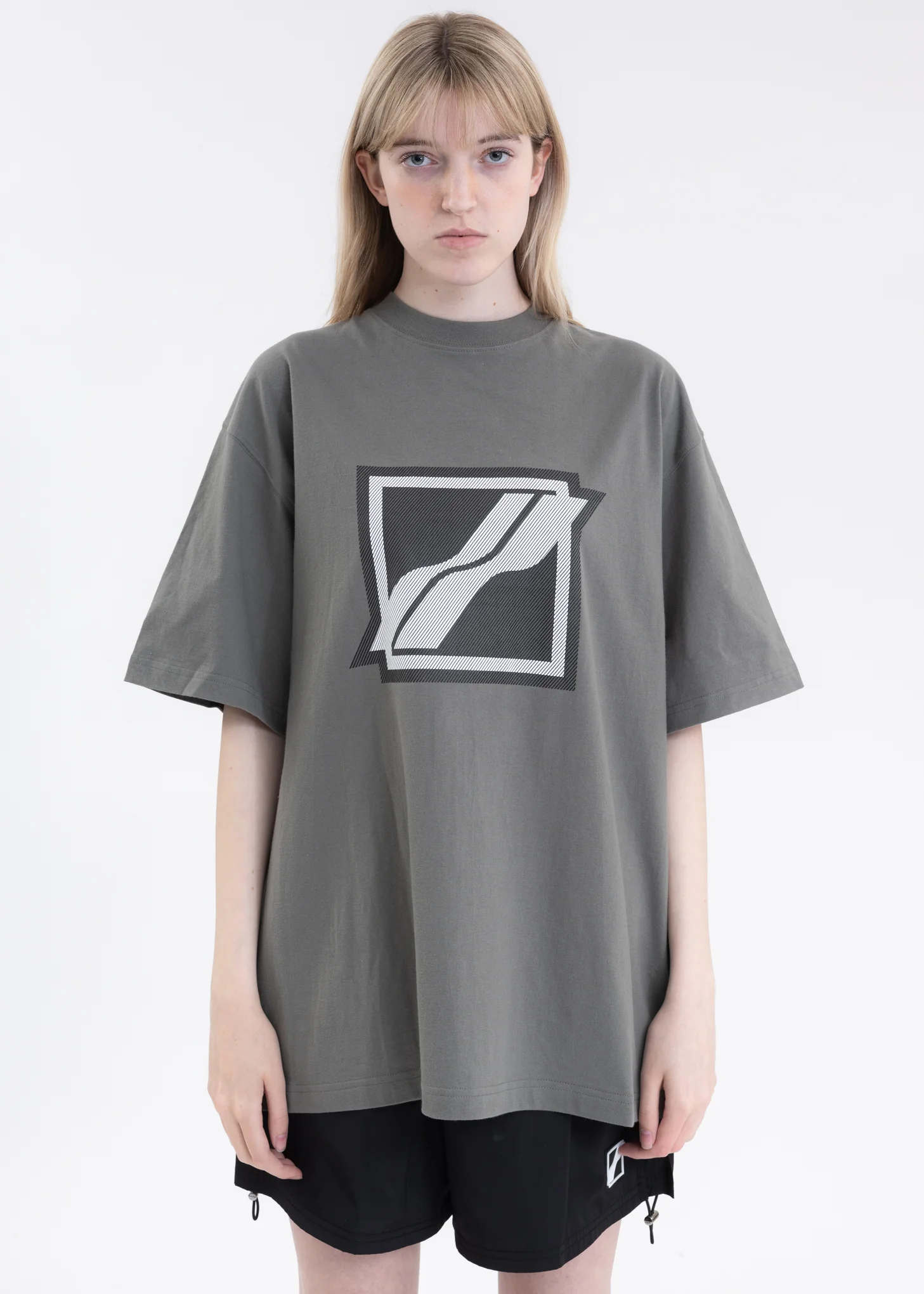 KHAKI STRIPE BIG LOGO T-SHIRT