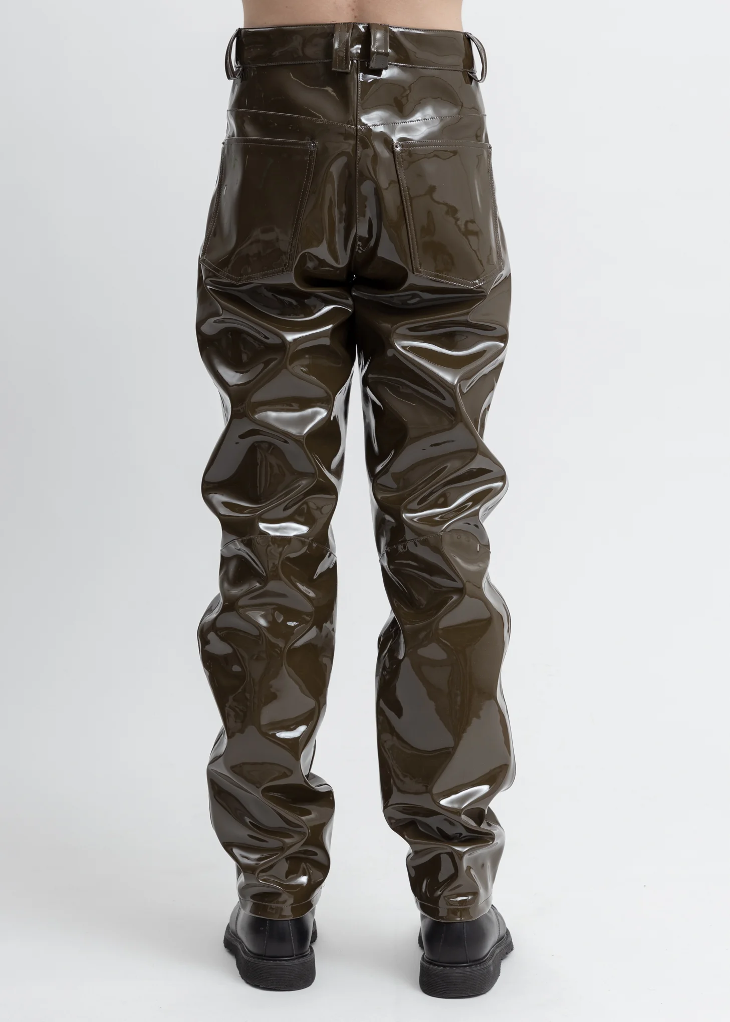 Khaki Vinyl Trousers - Image 3
