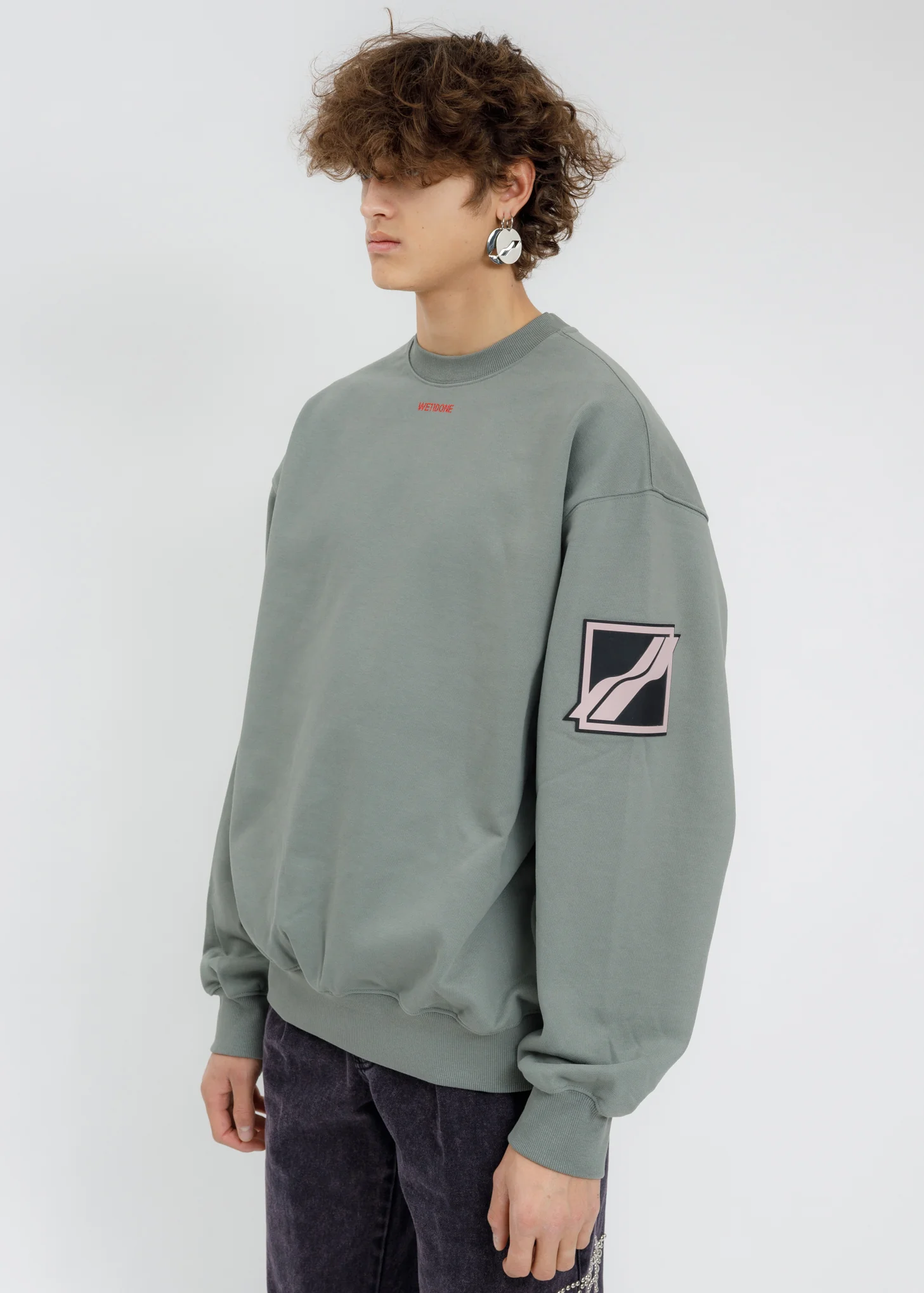 Khaki WE11DONE Big Logo Arm Sweatshirt - Image 2