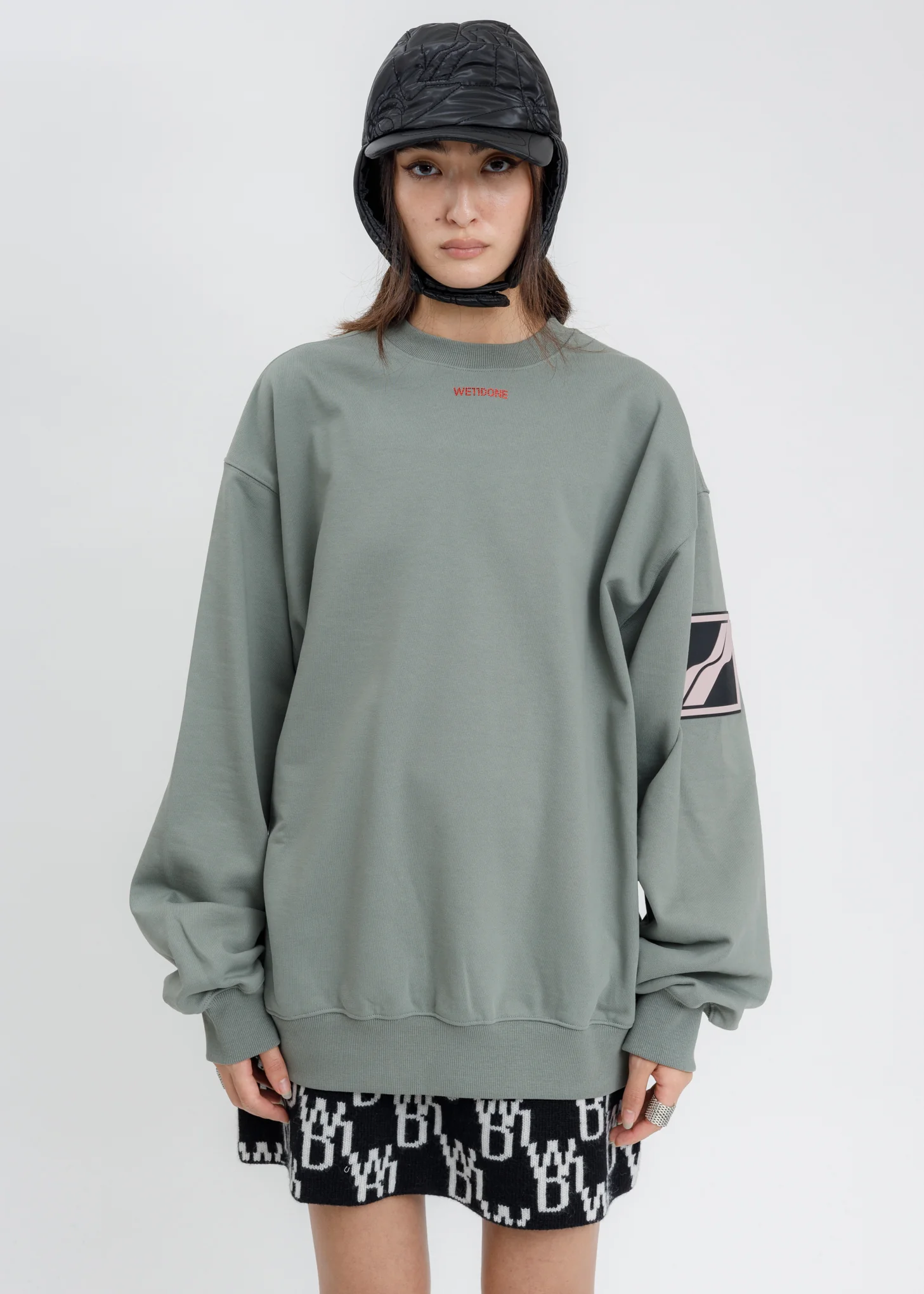 Khaki WE11DONE Big Logo Arm Sweatshirt