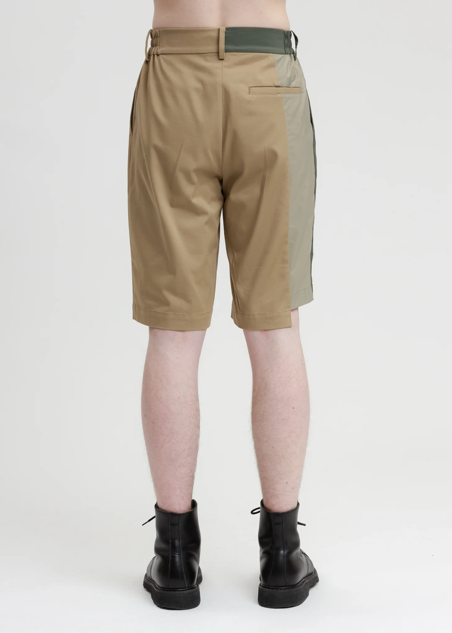 Khaki Woven Paneled Shorts - Image 4