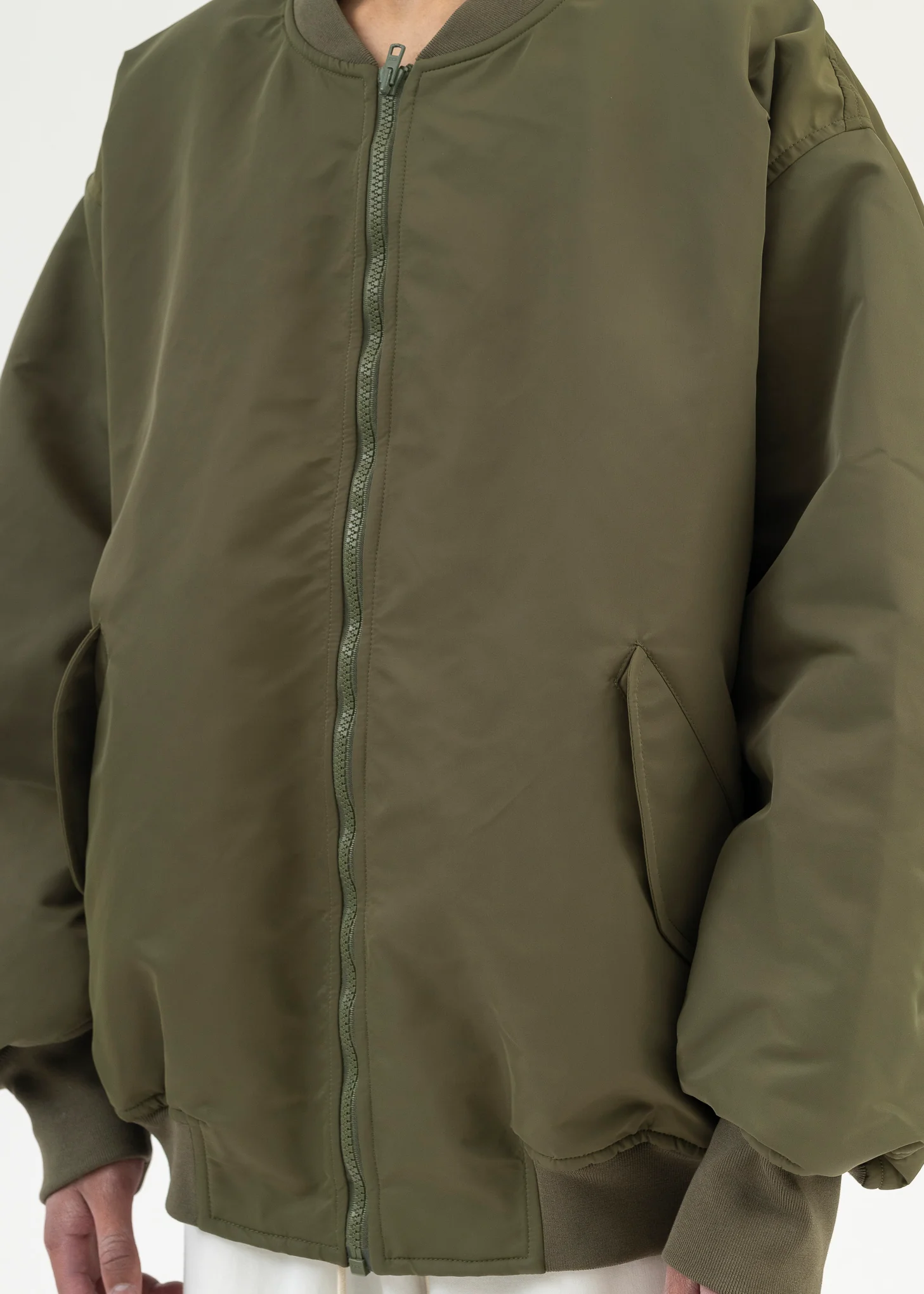 Khaki Zip Bomber Jacket - Image 4