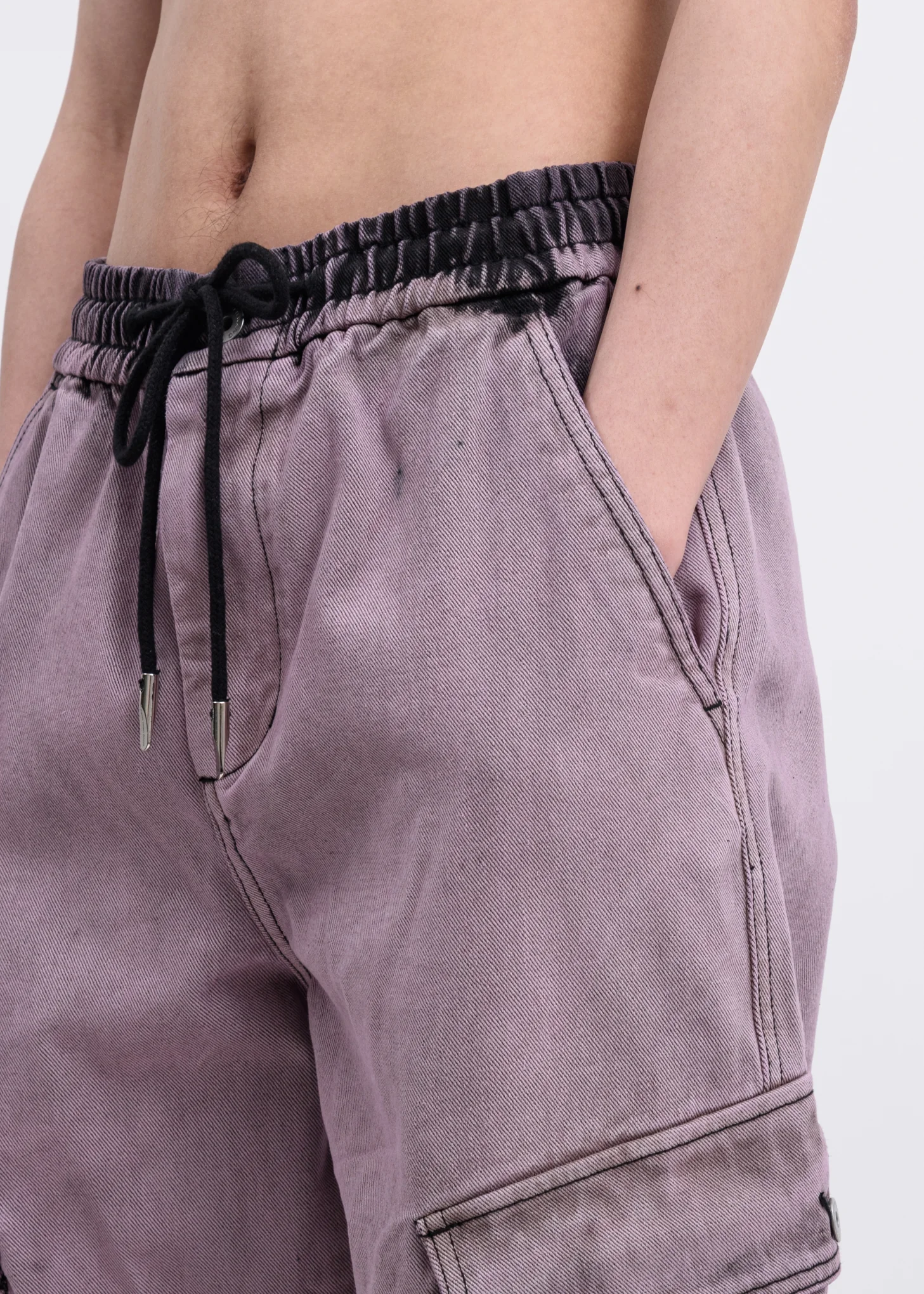 Lavender Acid Washed Cargo Pants - Image 4