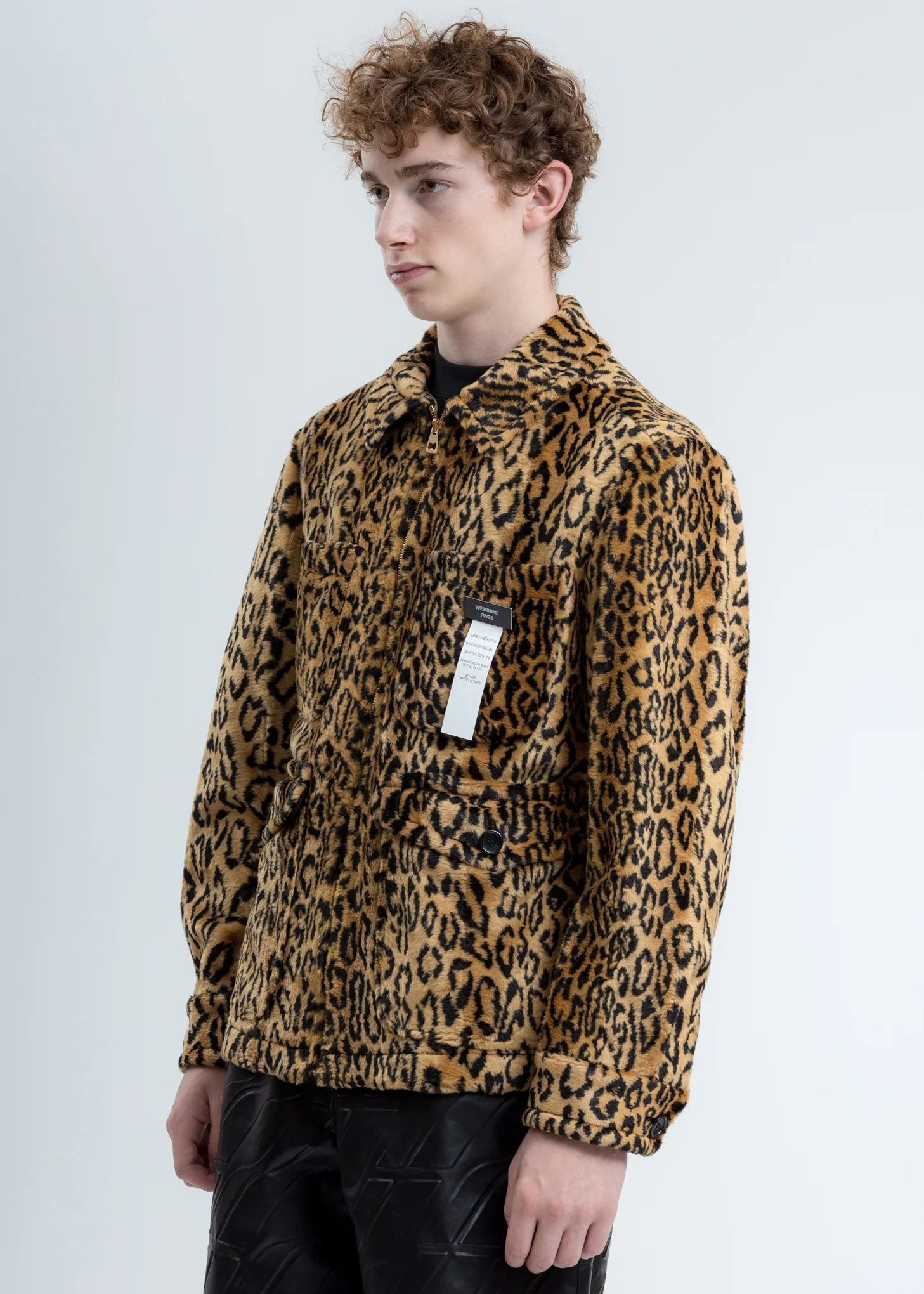Yellow Leopard Faux Fur Zip Up Jacket - Image 2
