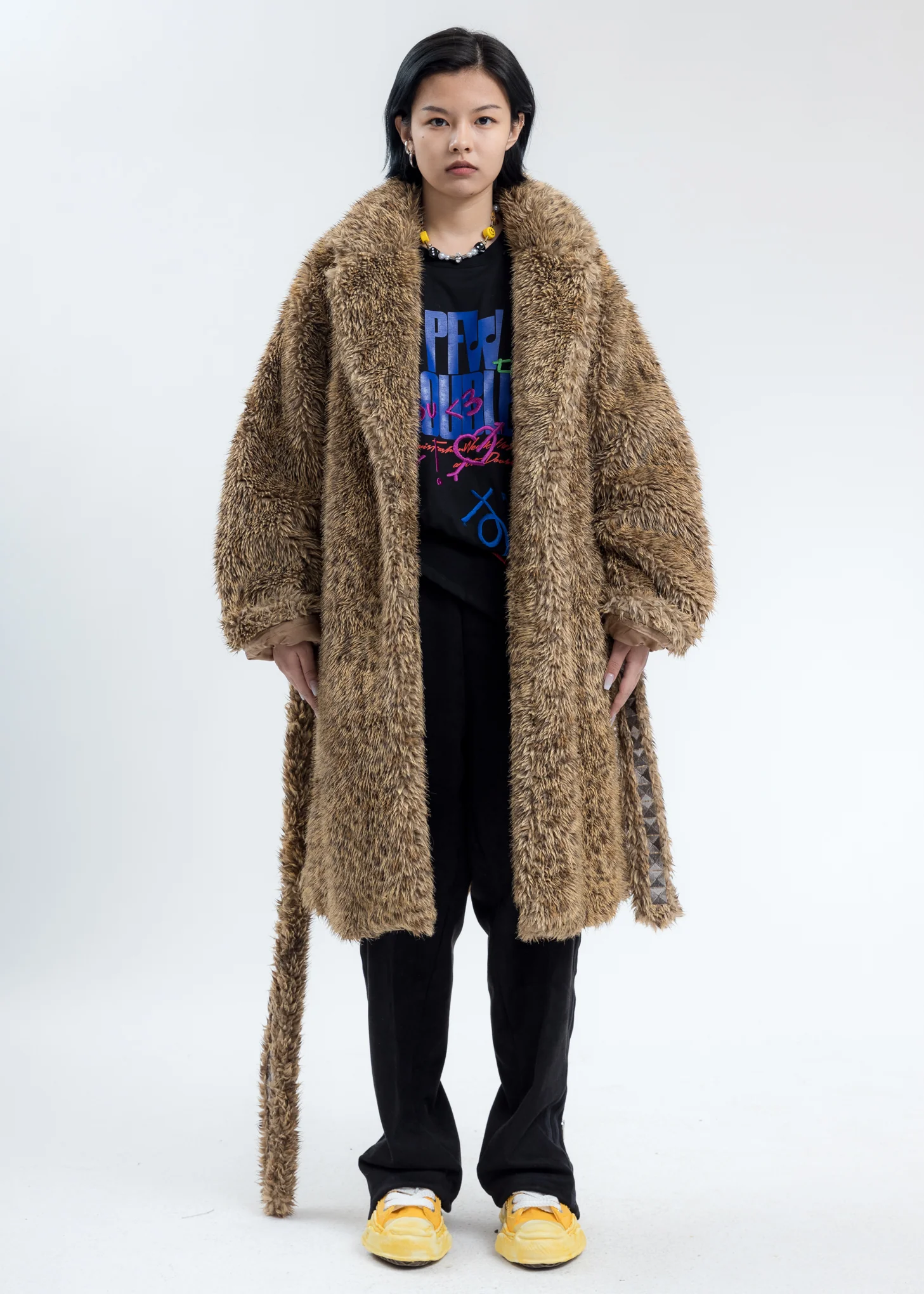 Leopard Spike Fur Long Coat - Image 3