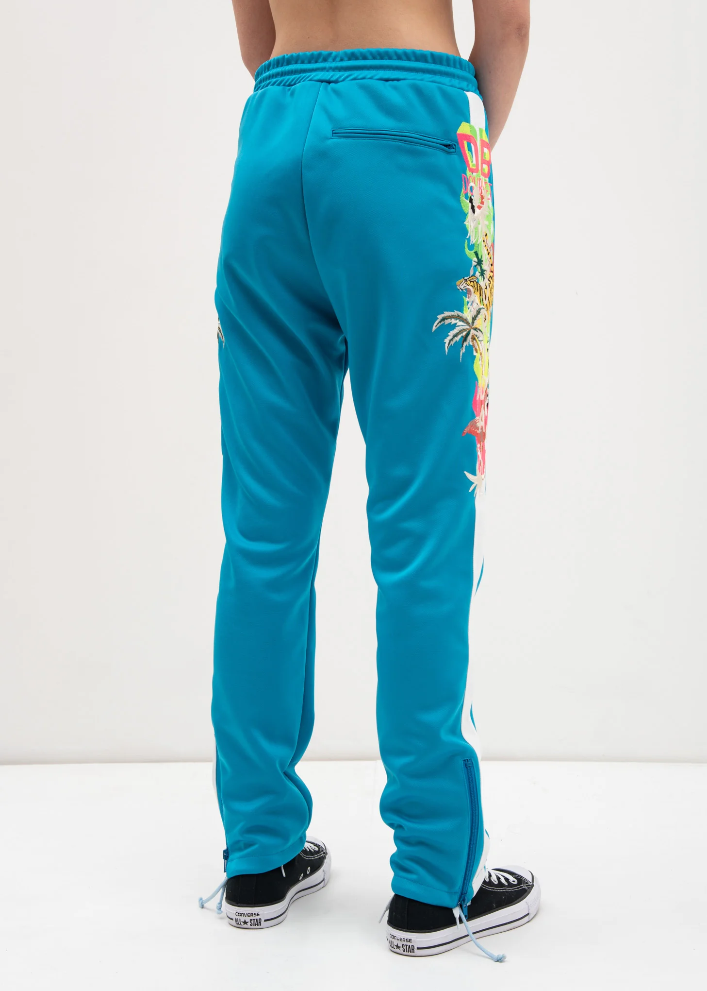 Light Blue Chaos Embroidery Track Pants - Image 3