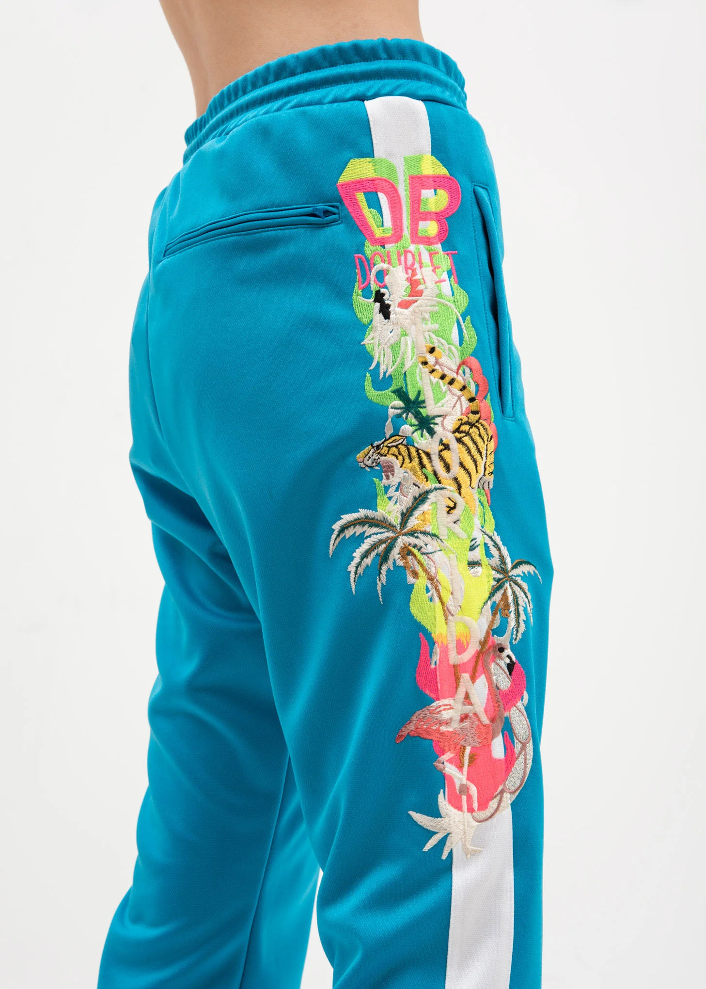 Light Blue Chaos Embroidery Track Pants - Image 4