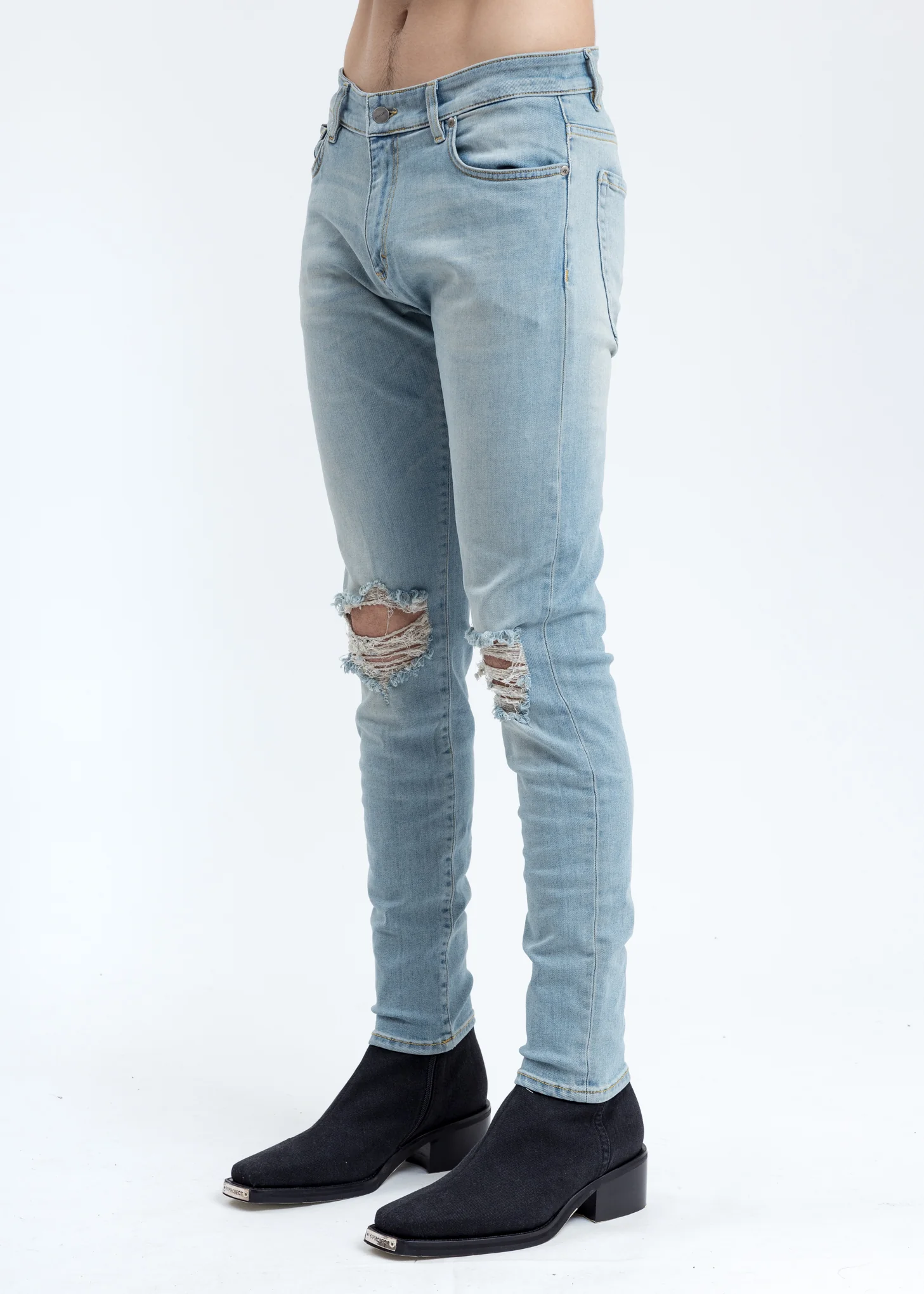 Light Blue Destroyer Denim Jeans - Image 3