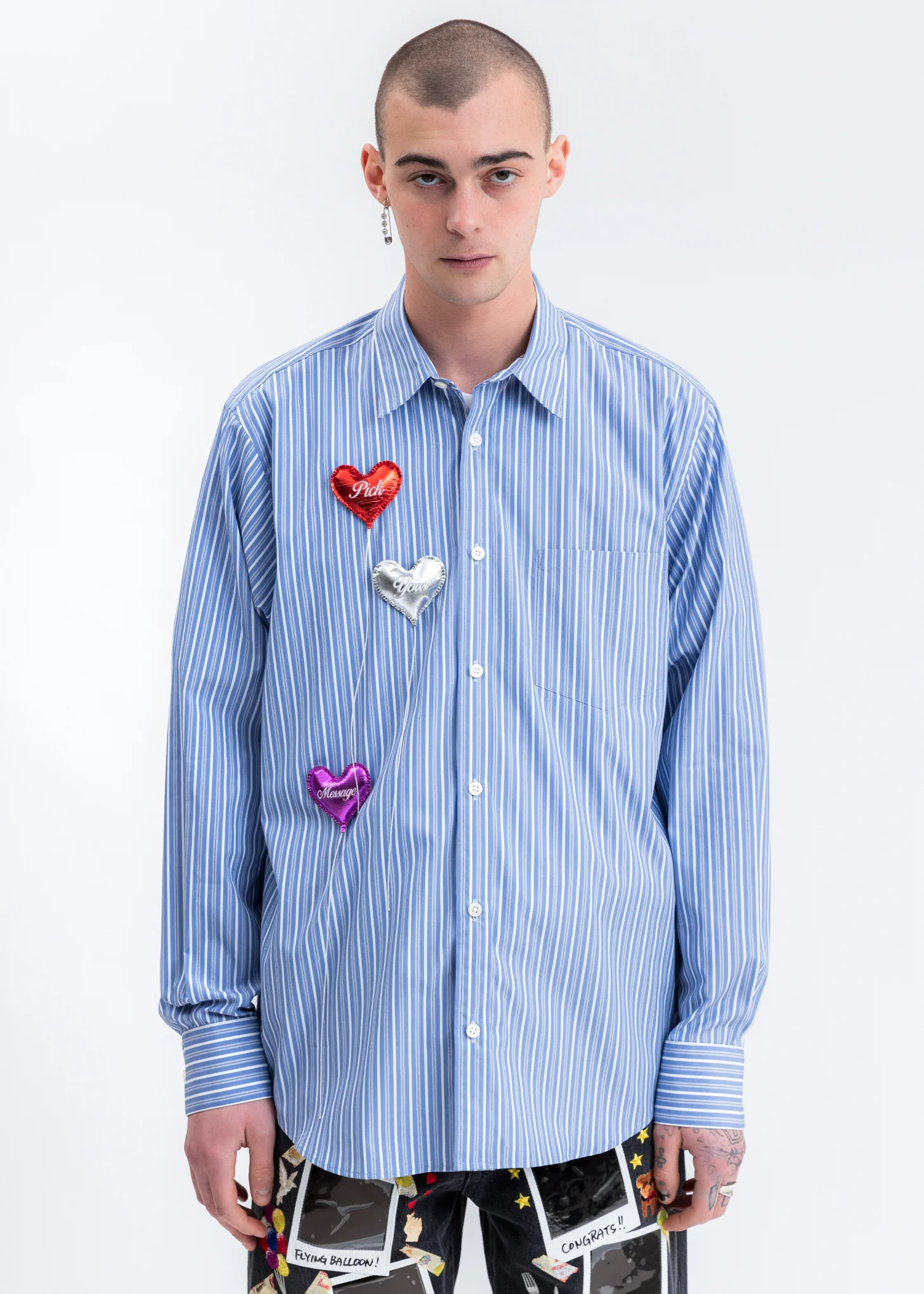 Light Blue Happy Balloons Stripe Shirt