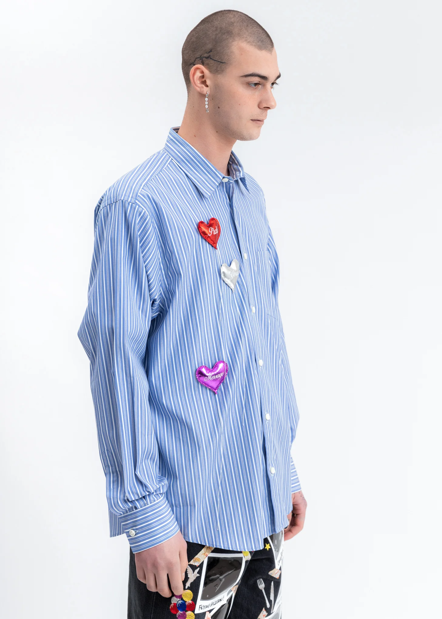 Light Blue Happy Balloons Stripe Shirt - Image 3