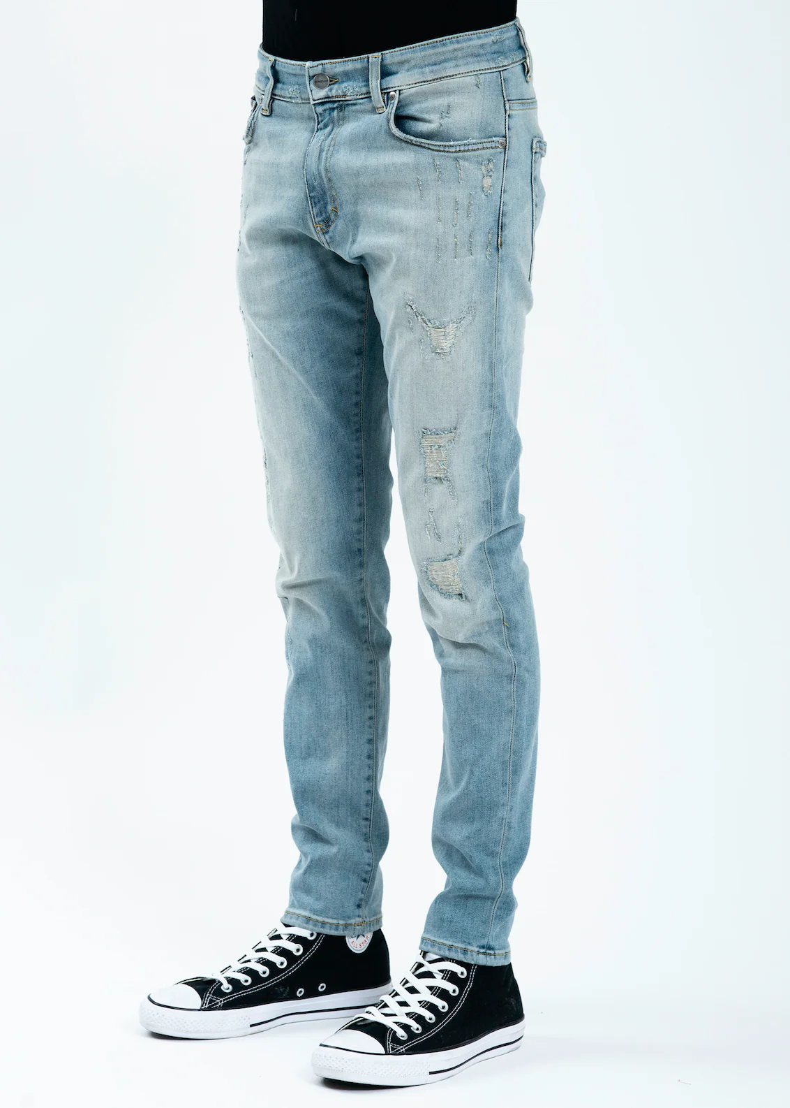 Light Blue Repaired Denim Jeans - Image 4
