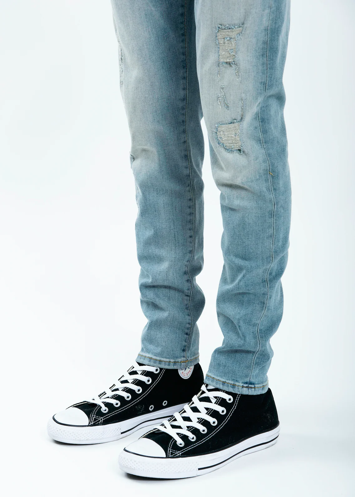 Light Blue Repaired Denim Jeans - Image 5