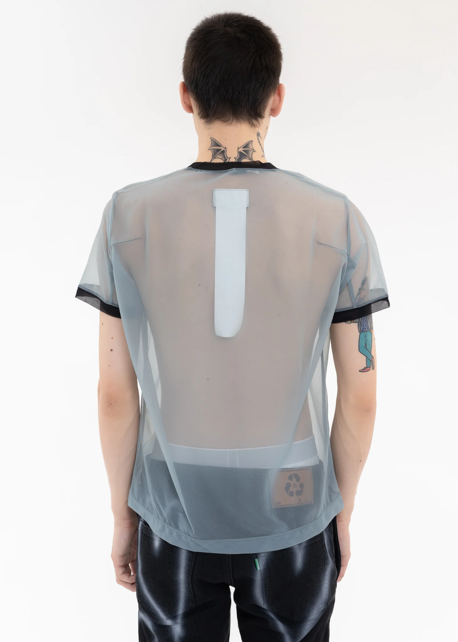 Light Blue SEE-THROUGH PRINT T-SHIRT - Image 4