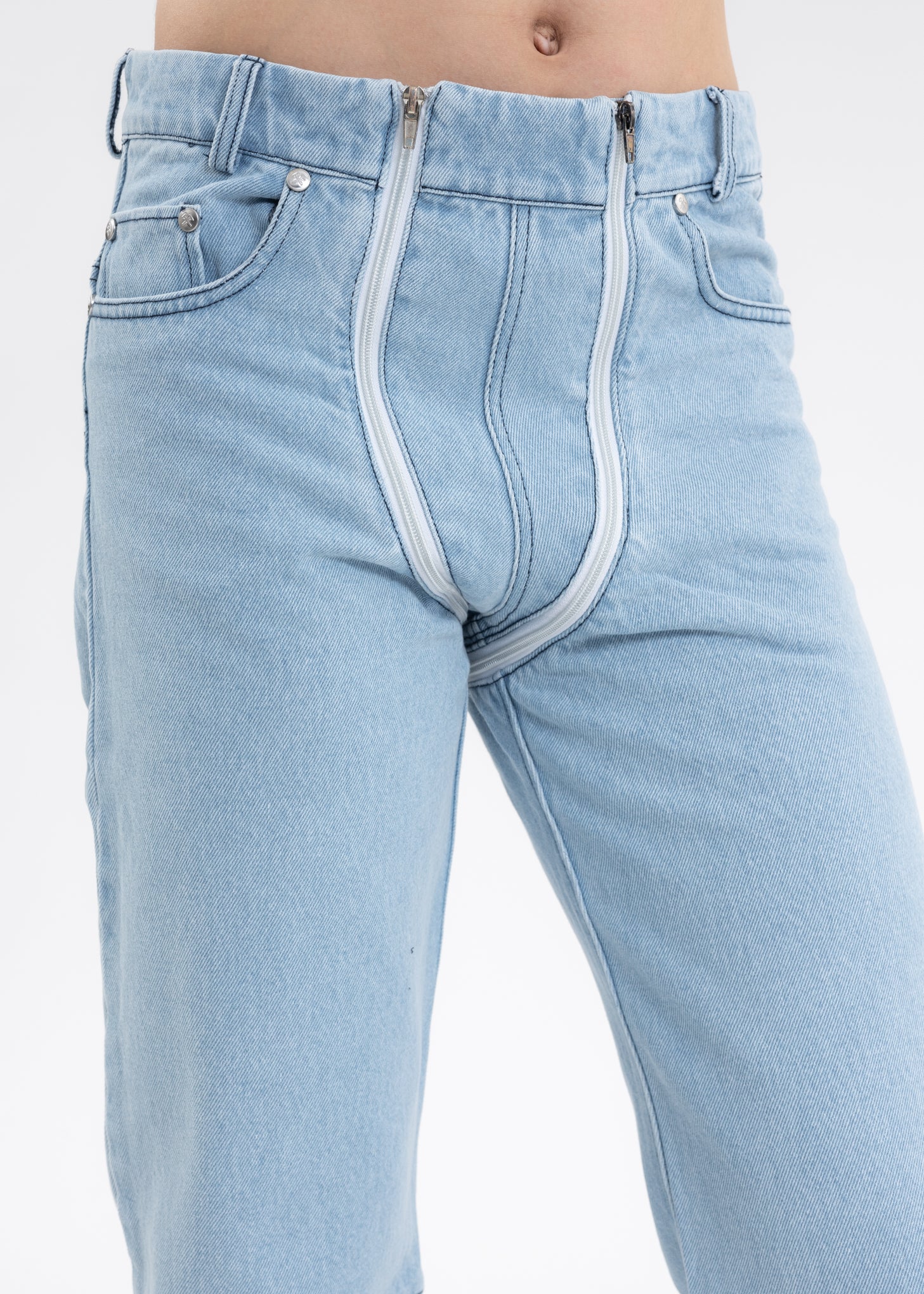 Light Blue TROUSERS WITH DOUBLE ZIP - Image 4