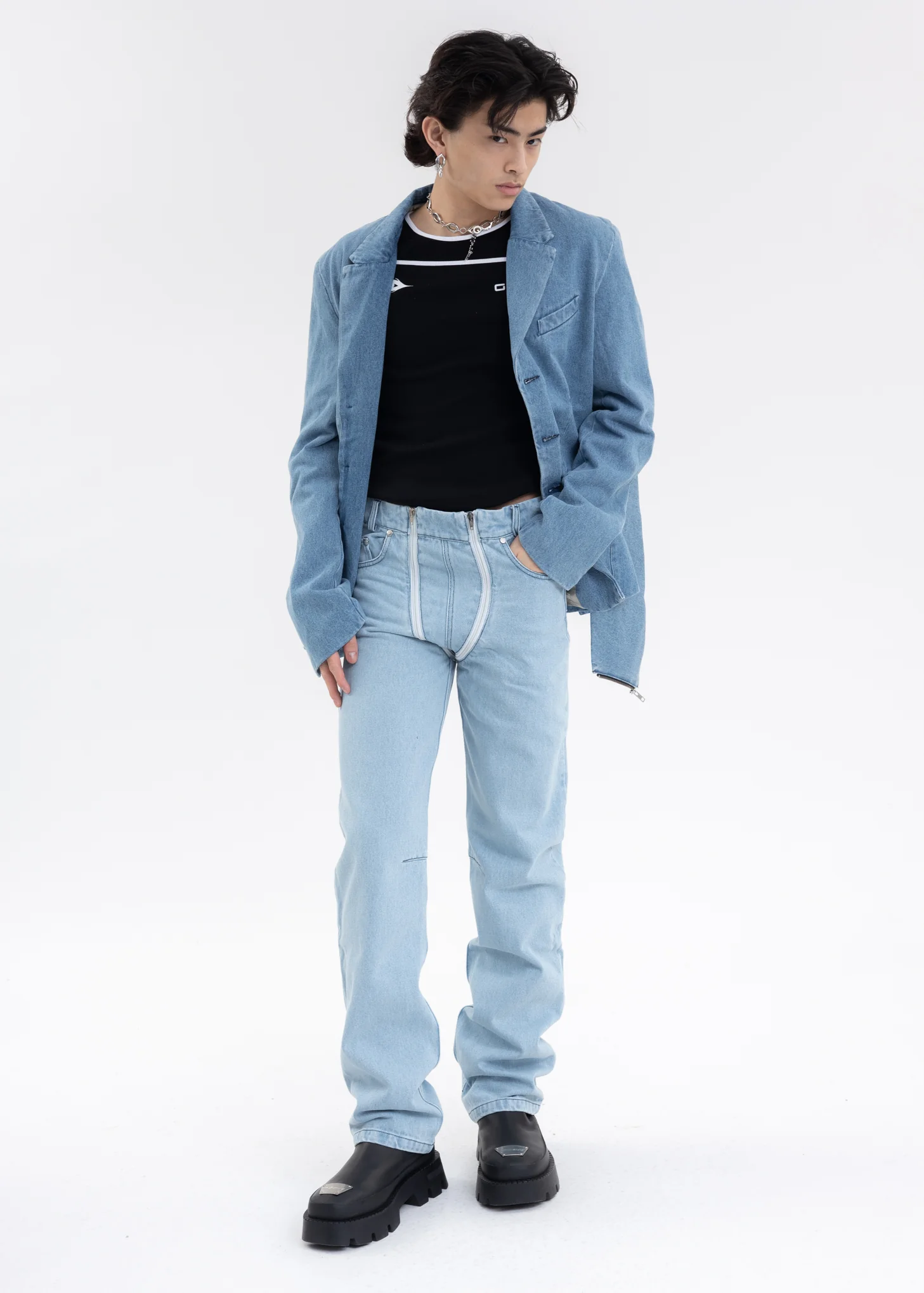 Light Blue TROUSERS WITH DOUBLE ZIP - Image 7