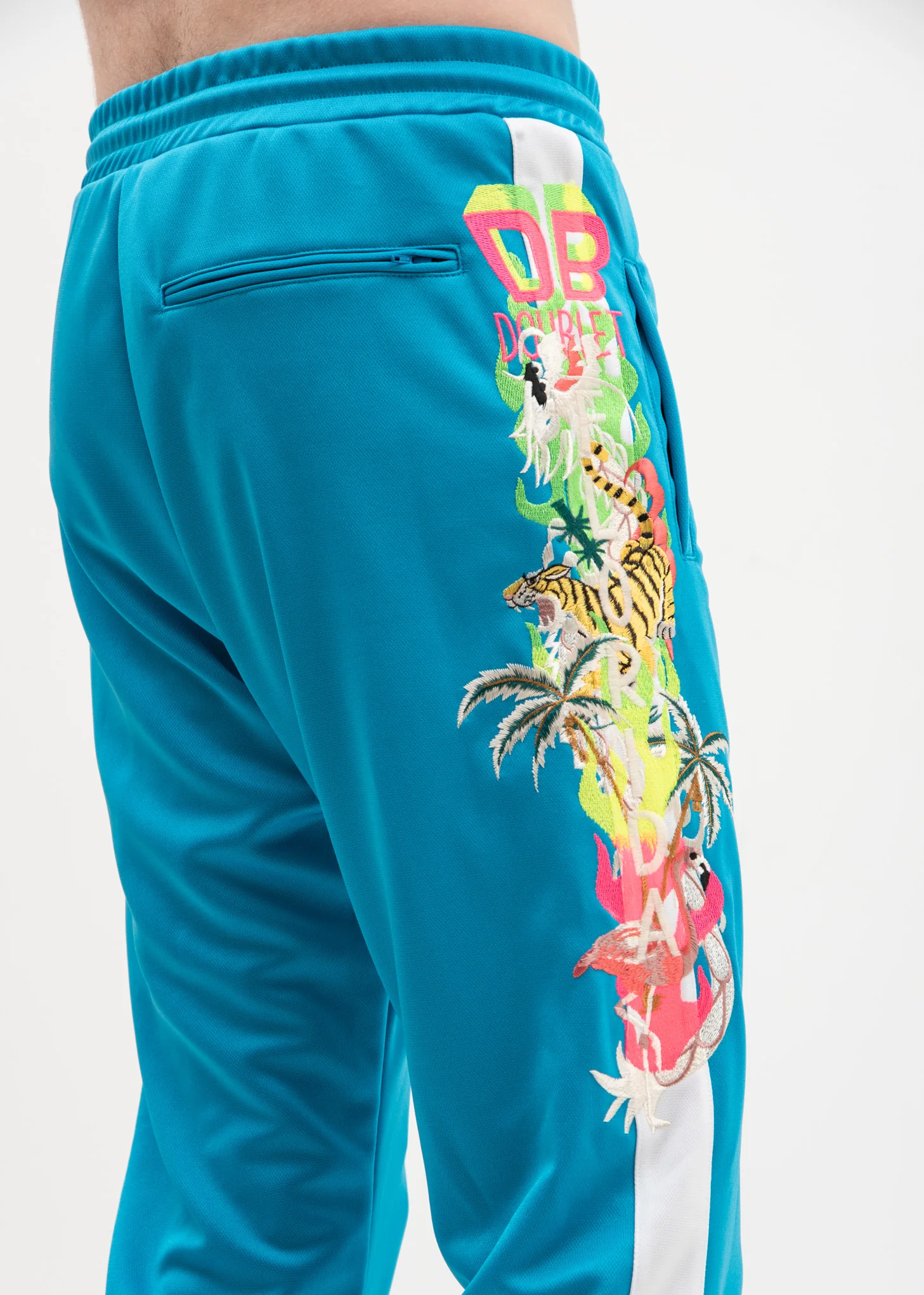 Light Blue Chaos Embroidery Track Pants - Image 3