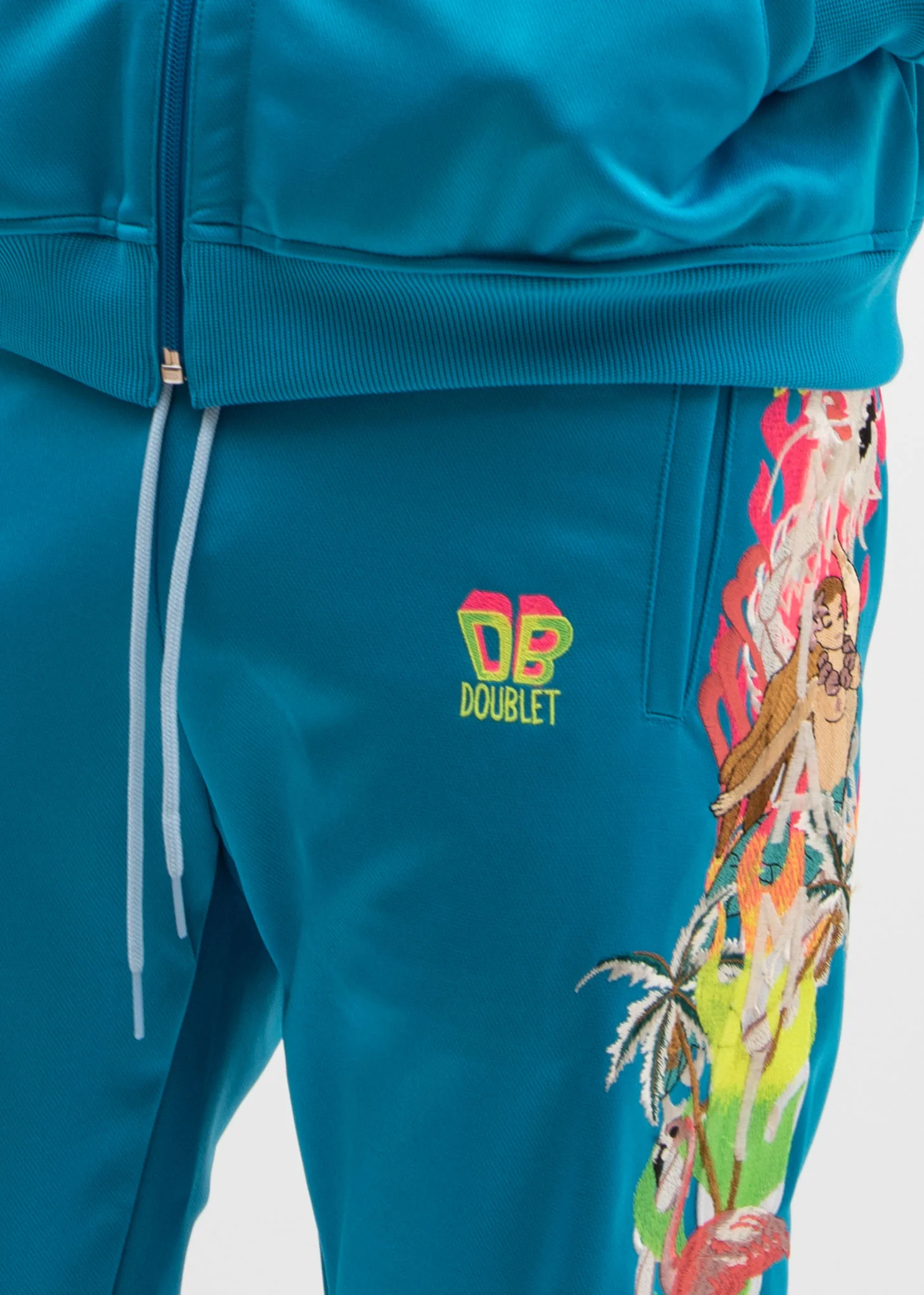 Light Blue Chaos Embroidery Track Pants - Image 4