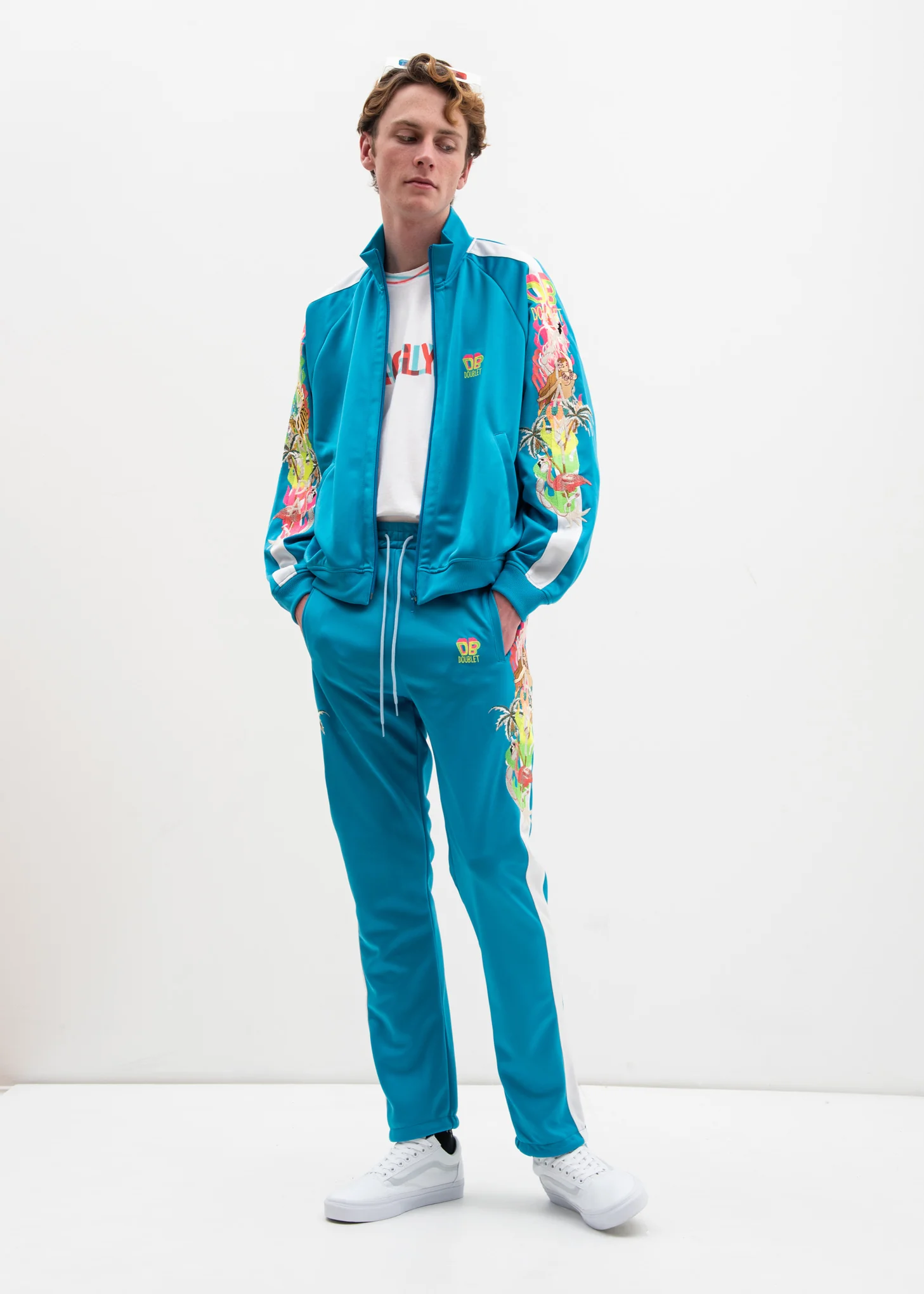 Light Blue Chaos Embroidery Track Pants - Image 6