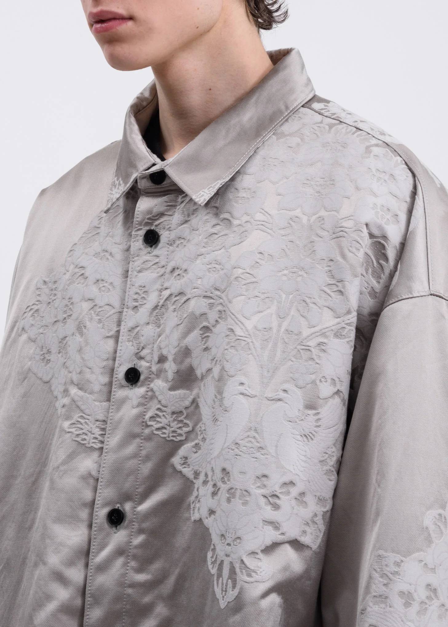Grey Chinese Traditional Embroidery Oversized Jacket - Image 2