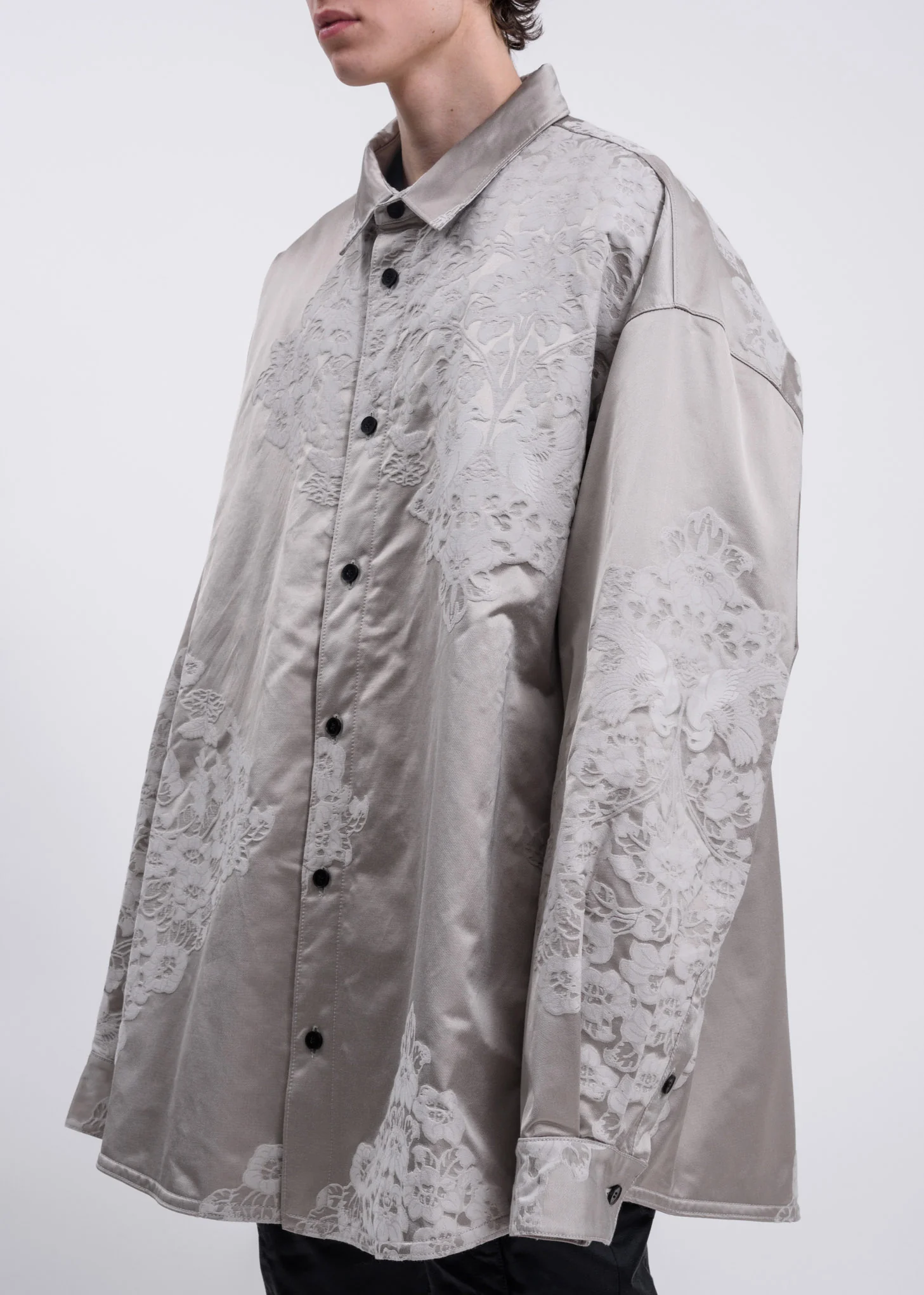 Grey Chinese Traditional Embroidery Oversized Jacket - Image 3