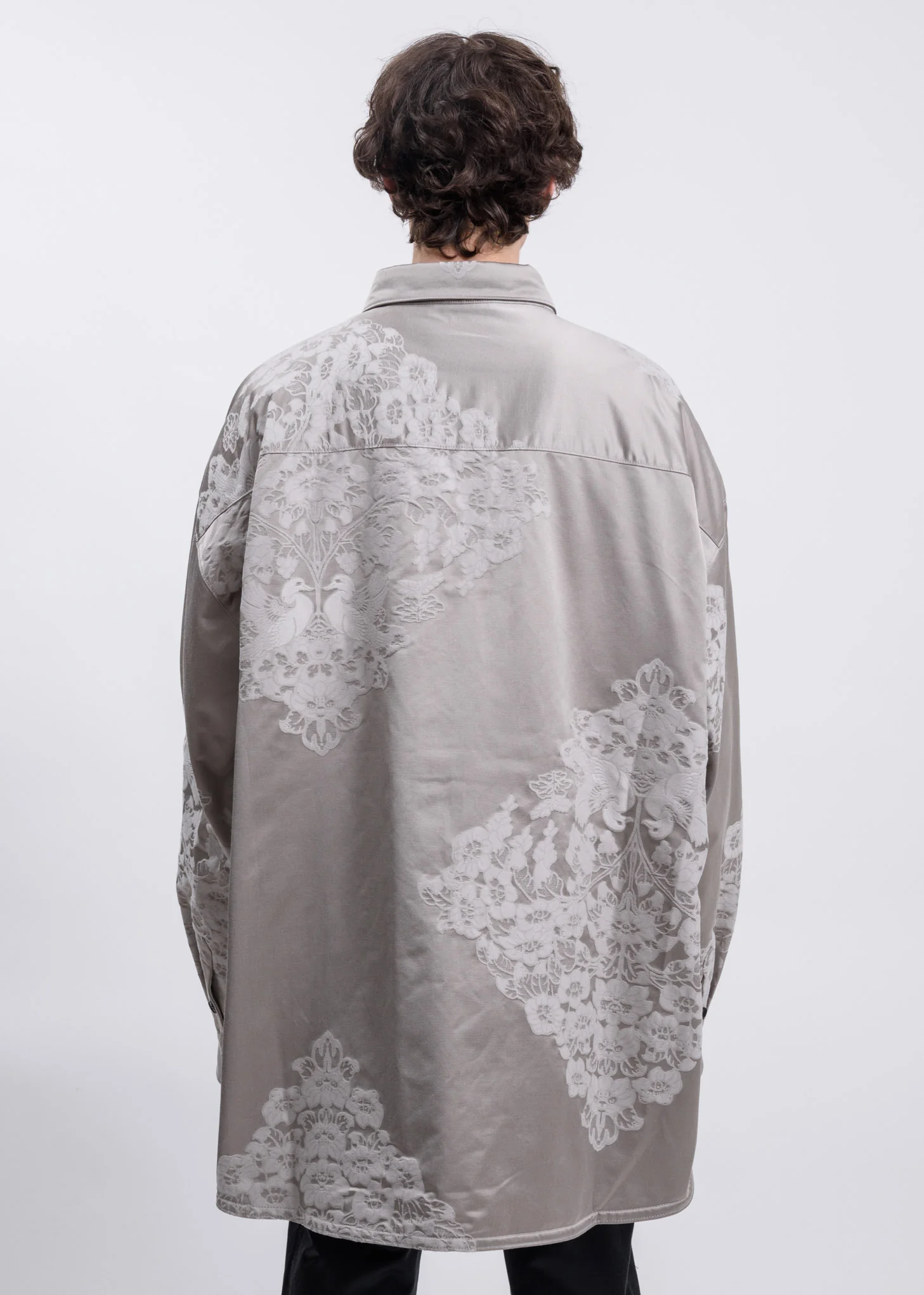 Grey Chinese Traditional Embroidery Oversized Jacket - Image 4