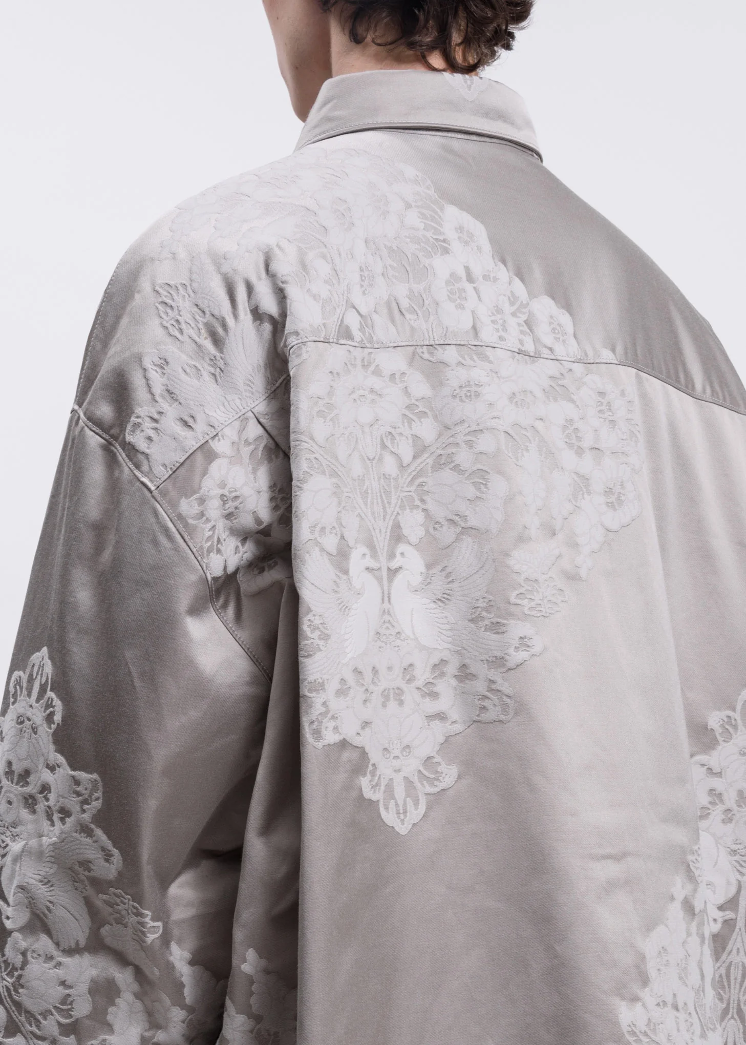 Grey Chinese Traditional Embroidery Oversized Jacket - Image 5