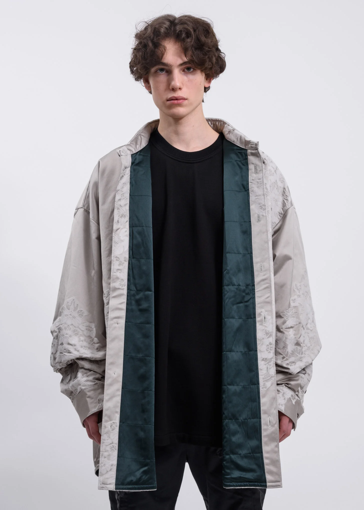 Grey Chinese Traditional Embroidery Oversized Jacket - Image 7