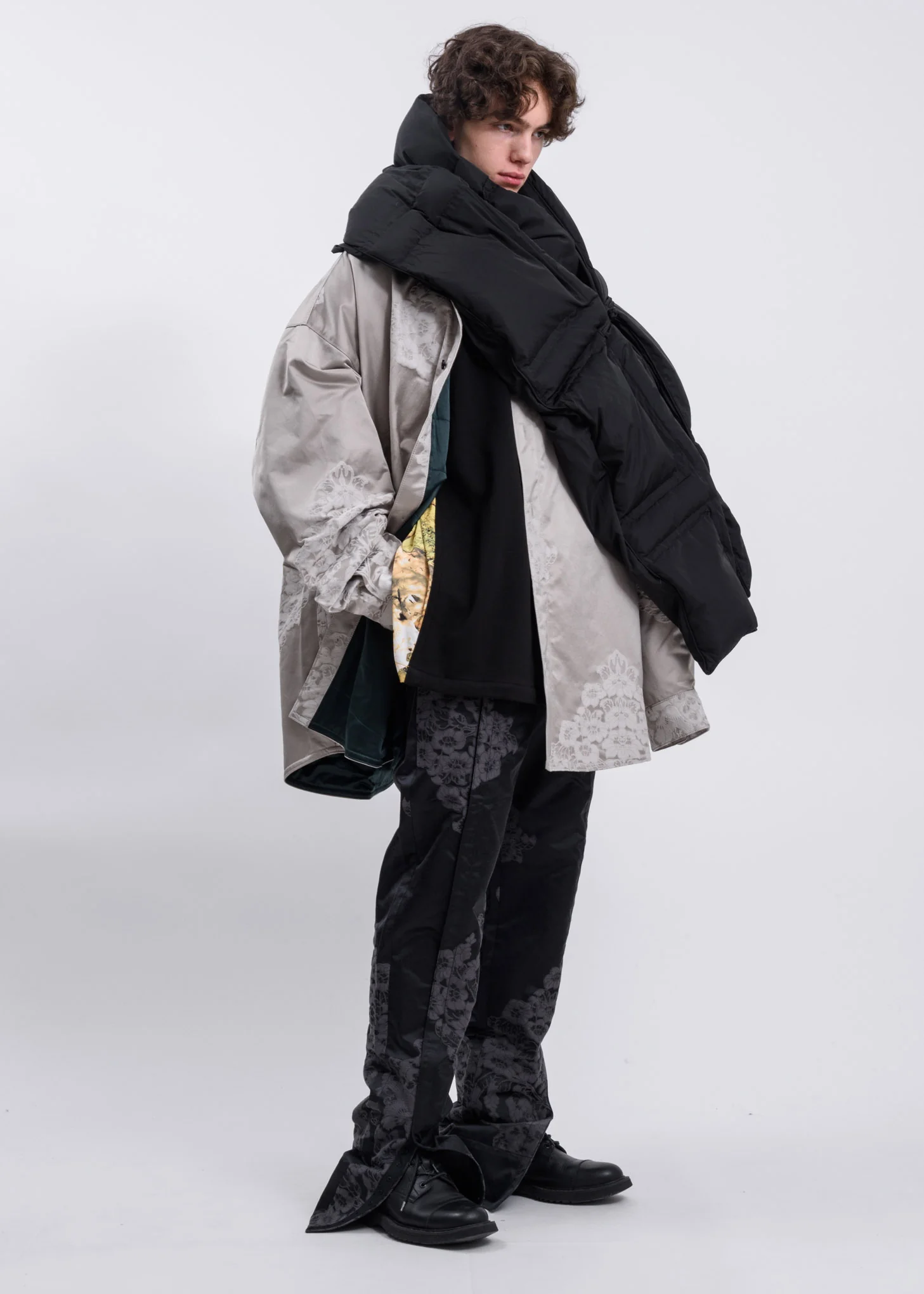 Grey Chinese Traditional Embroidery Oversized Jacket - Image 9