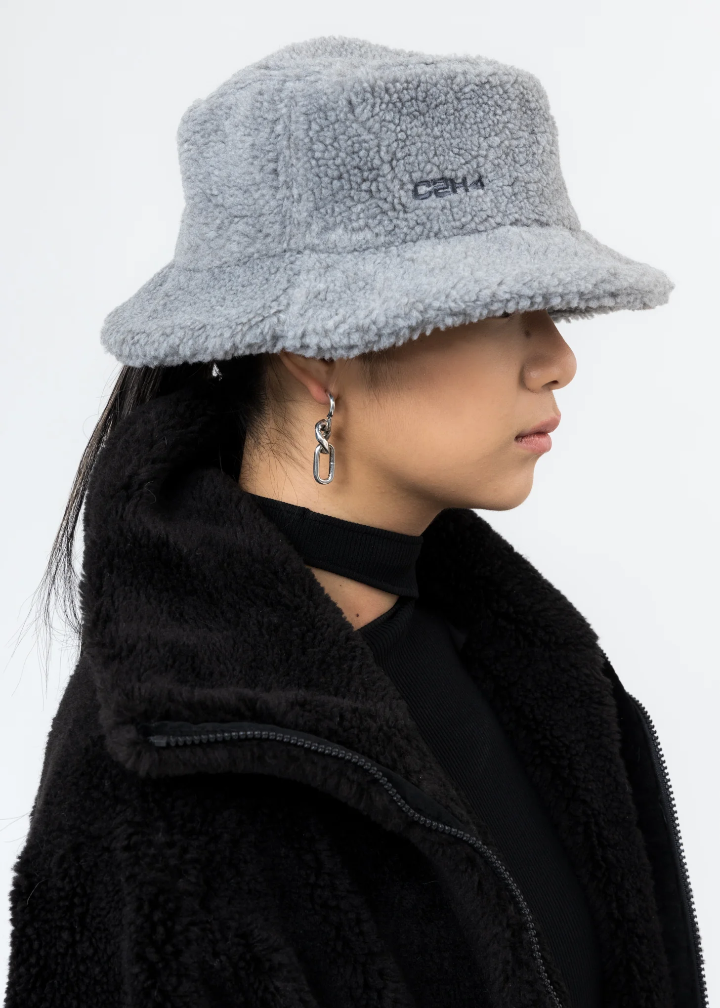Light Grey Fleece Bucket Hat - Image 2