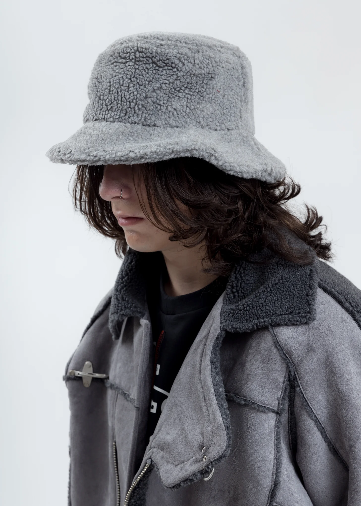 Light Grey Fleece Bucket Hat - Image 2