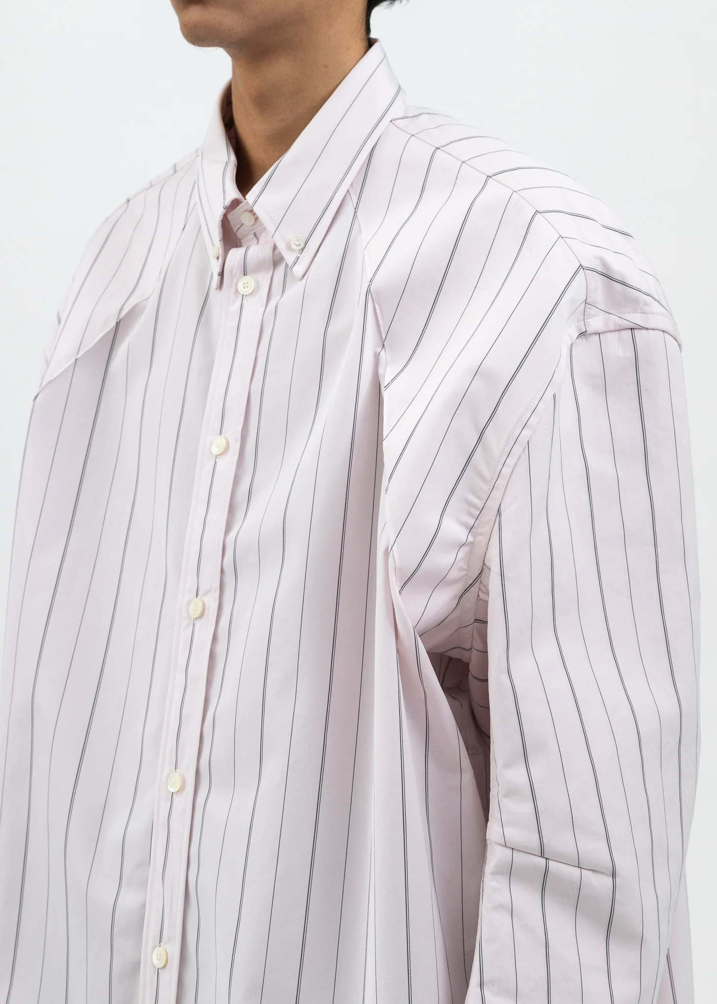 Light/Pastel Pink PINSTRIPE COTTON POPLIN Shirt - Image 4