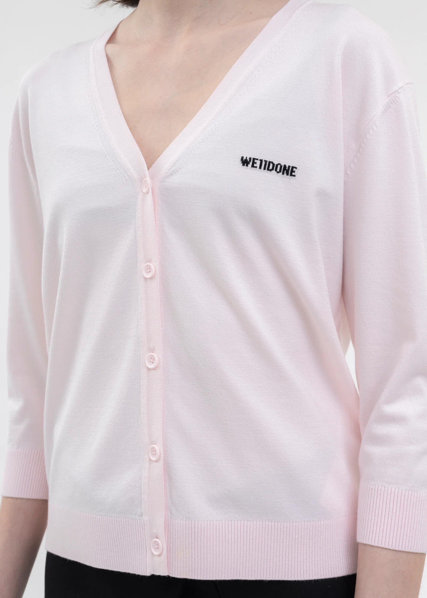 LIGHT PINK WOMENS 3/4-SLEEVED CARDIGAN - Image 4