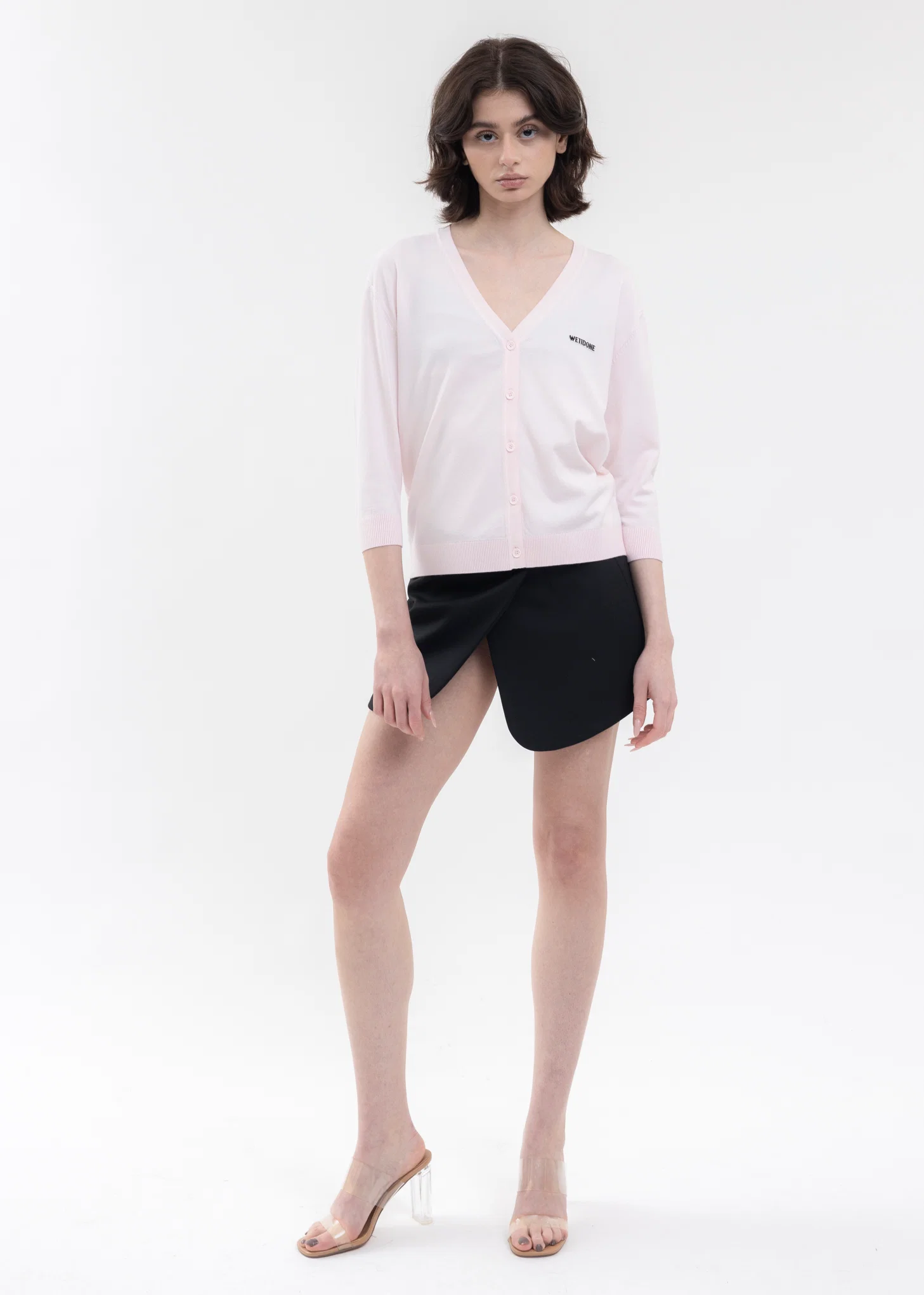 LIGHT PINK WOMENS 3/4-SLEEVED CARDIGAN - Image 5