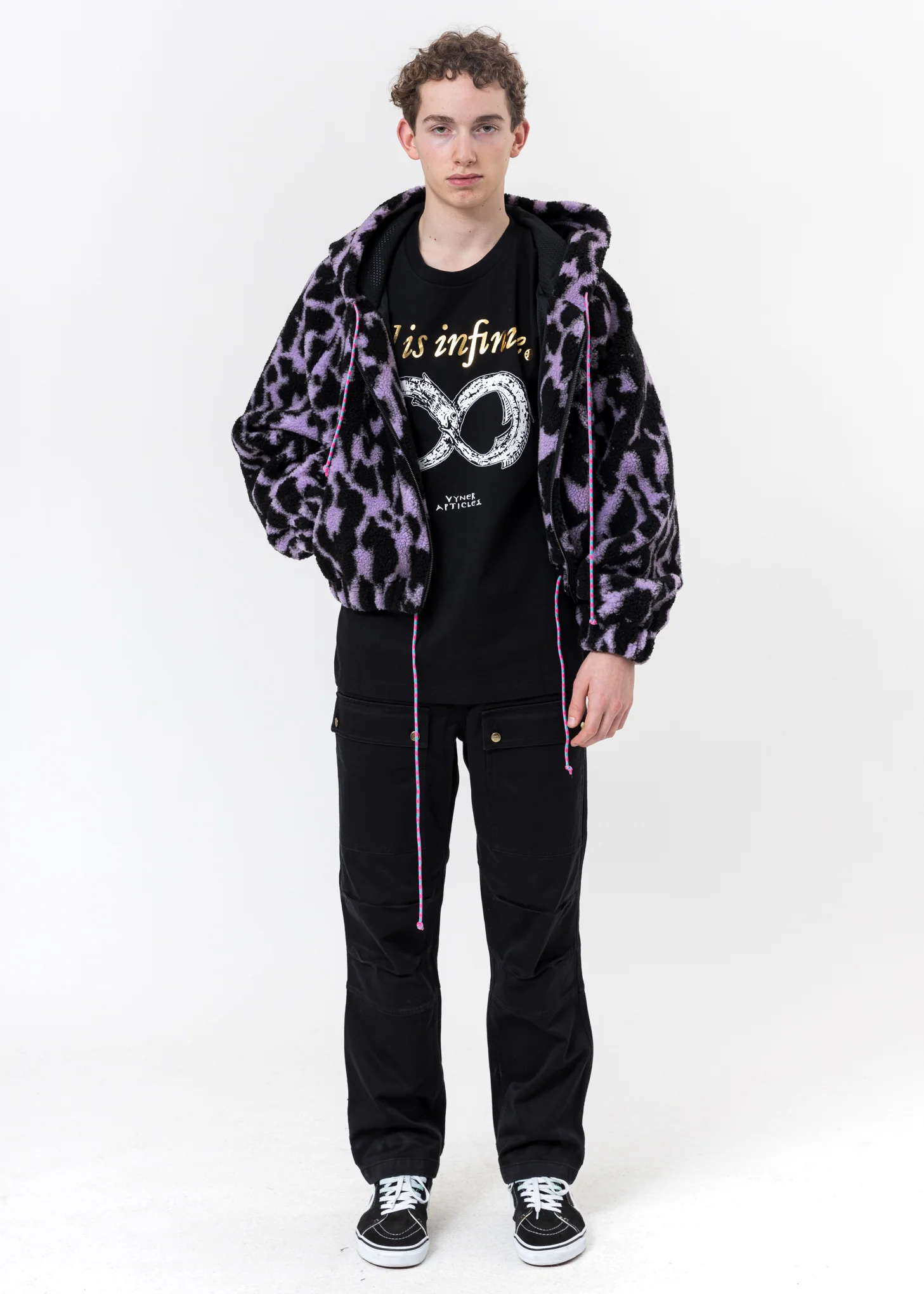 Lilac And Black Fleece Bomber - Image 7