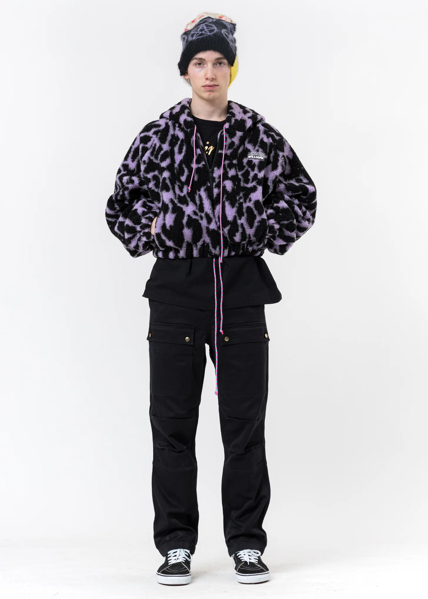 Lilac And Black Fleece Bomber - Image 8