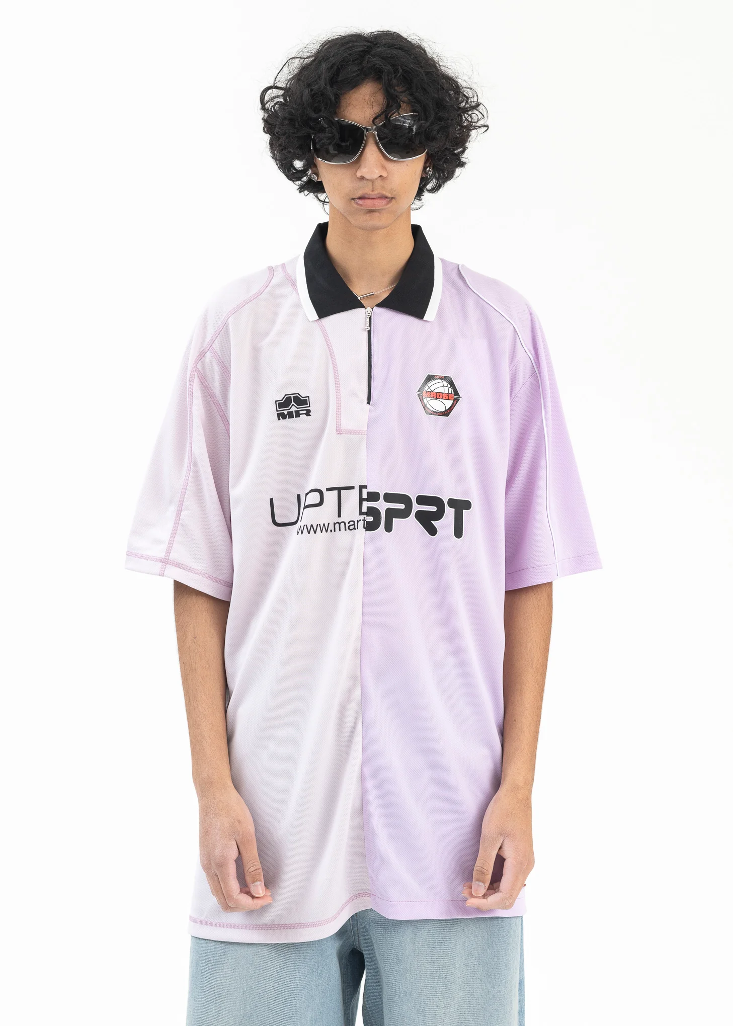 LILAC HALF AND HALF FOOTBALL TOP
