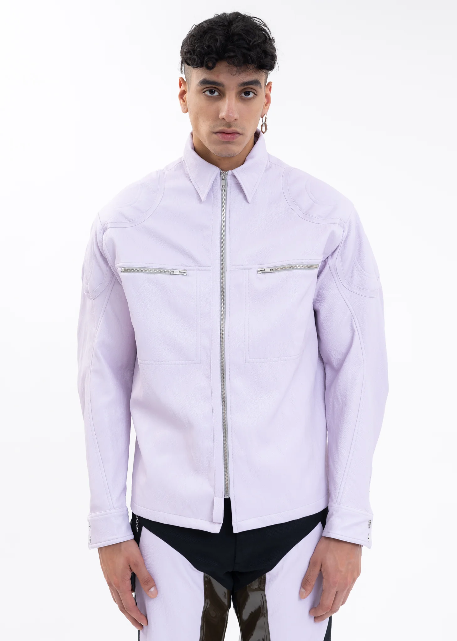 Lilac SHIRT W PATCHES AND ZIPS