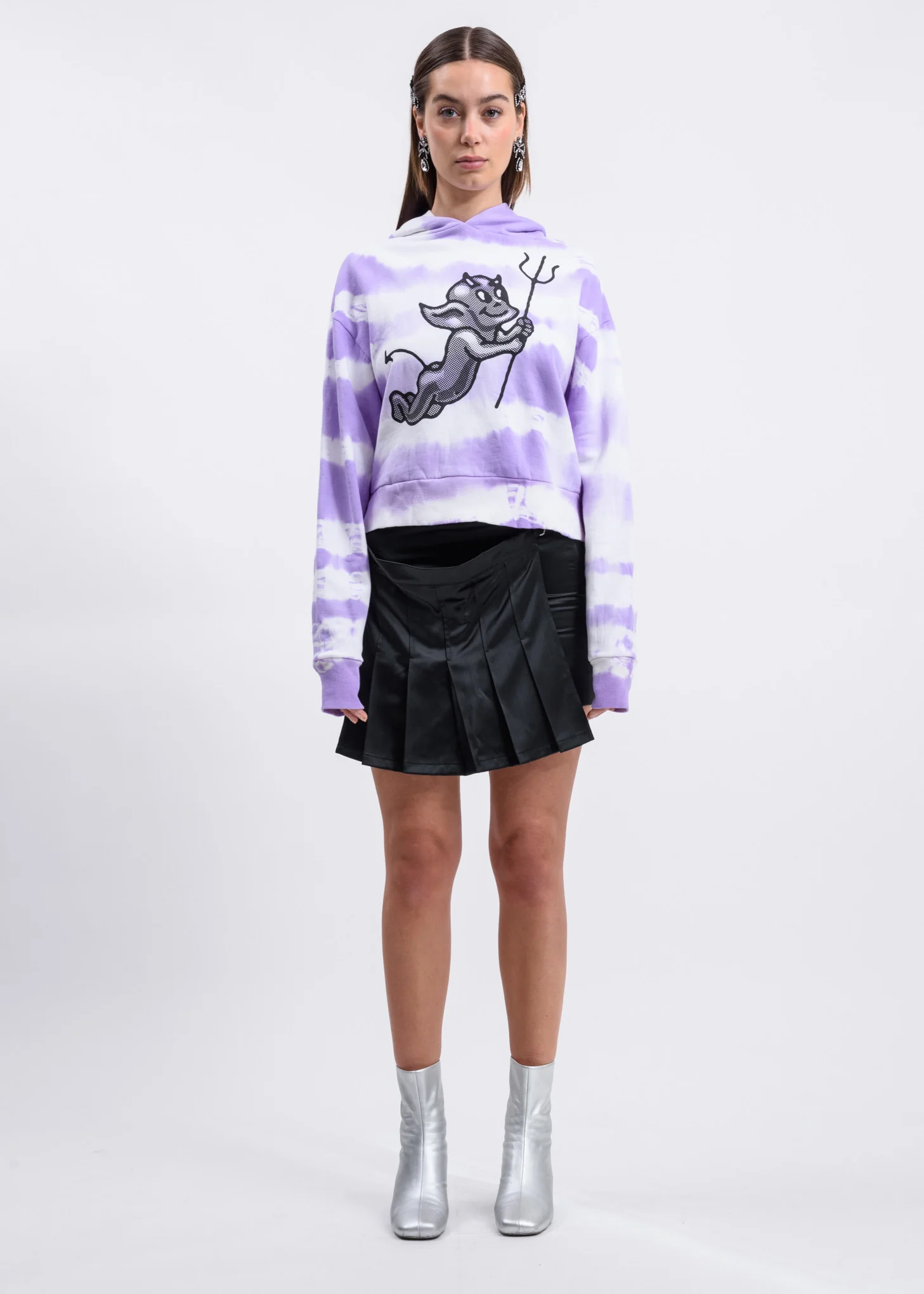 Lilac Tie Dye Cherub Devil Hoodie - Image 5