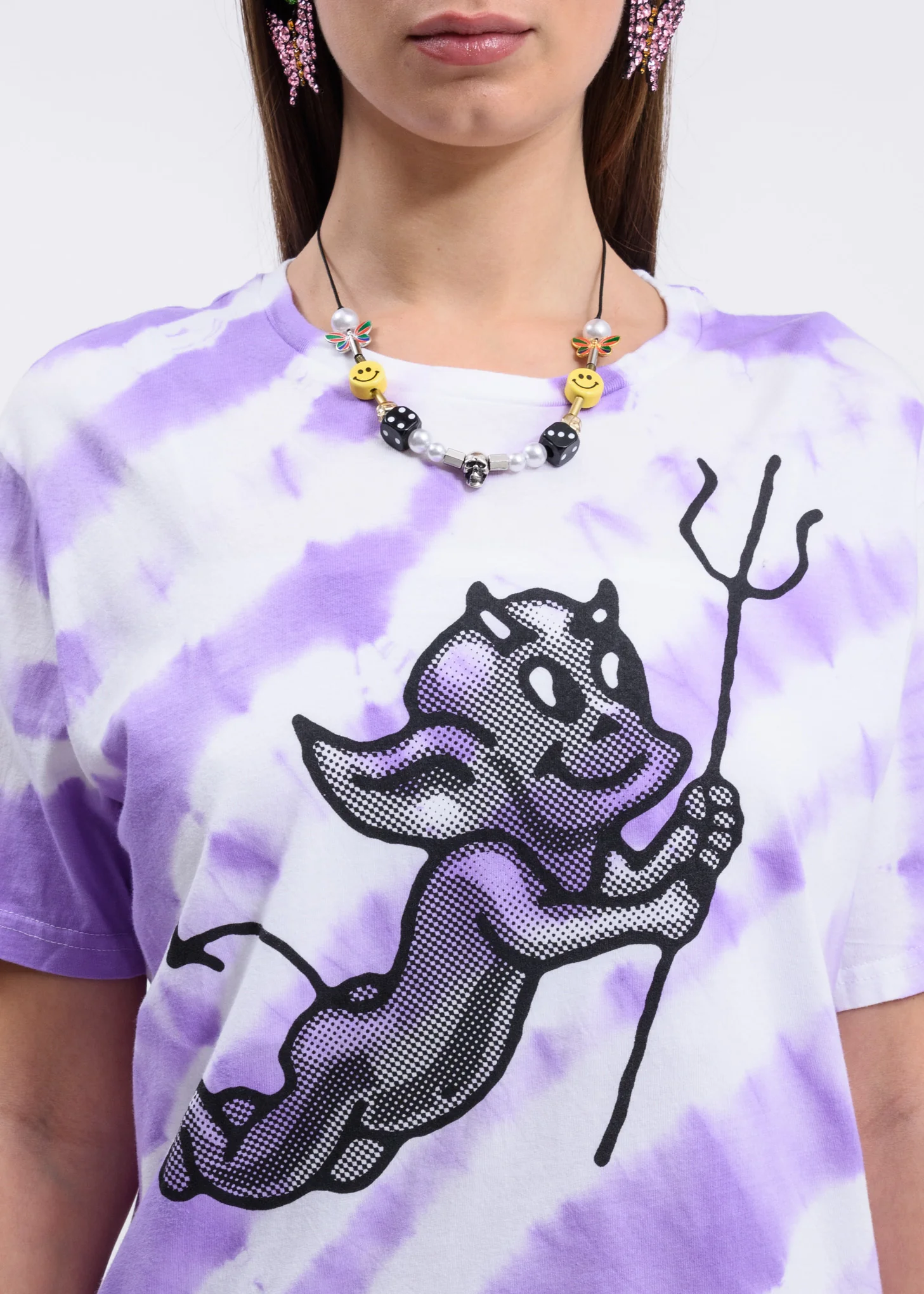 Lilac Tie Dye Cherub Devil T-Shirt - Image 2