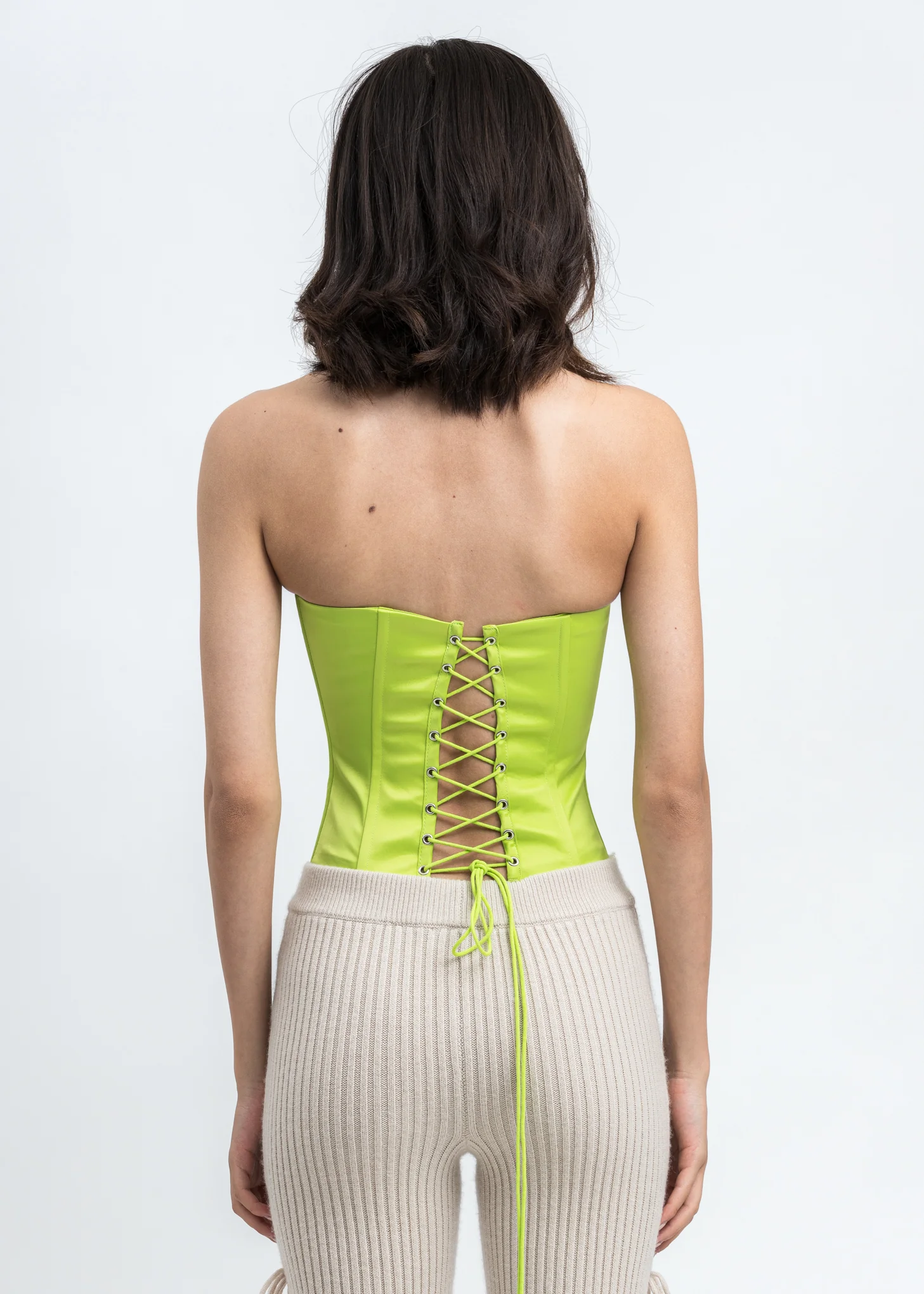 Lime Satin Corset - Image 3