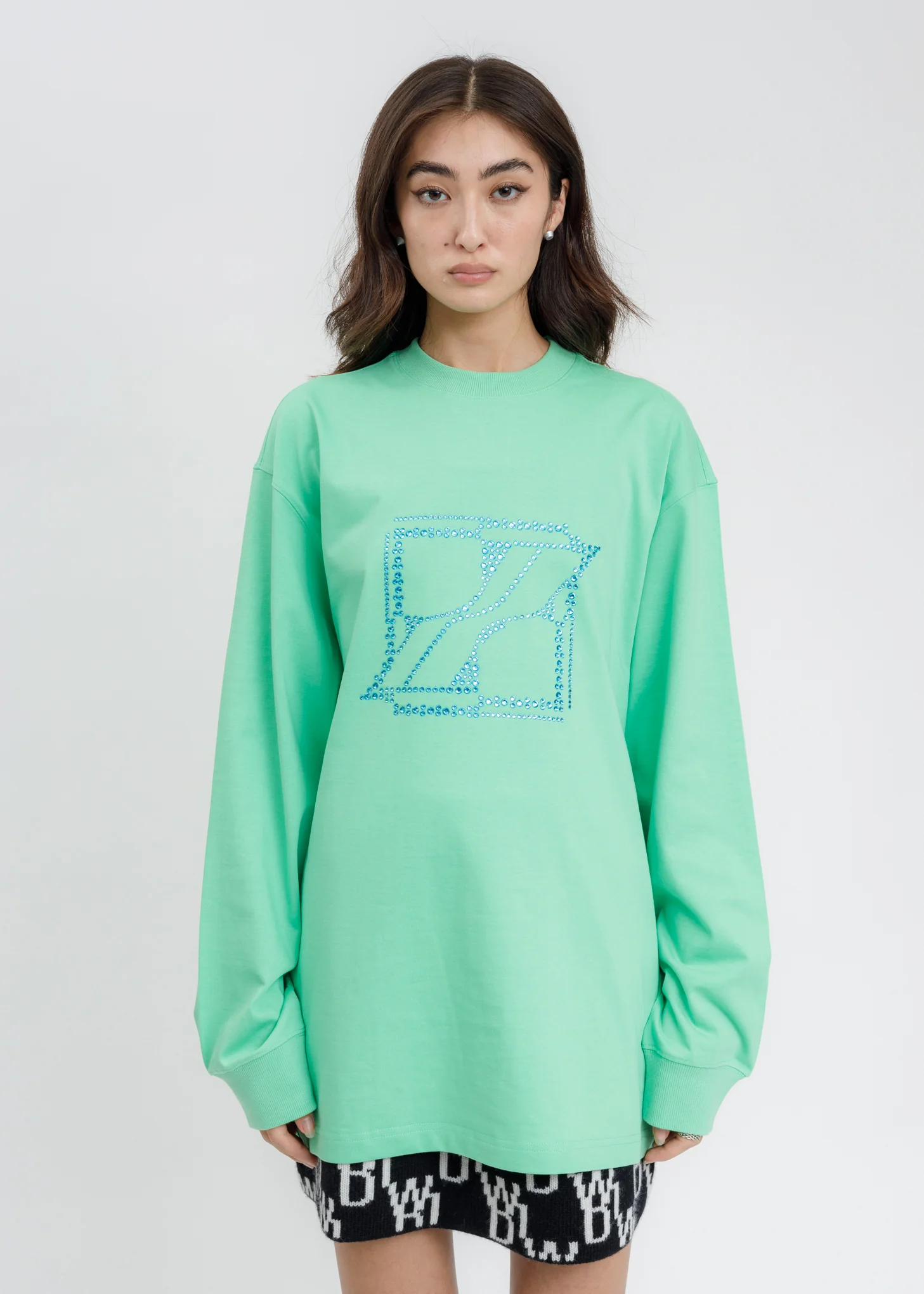 Lime WE11DONE Crystal Logo Long Sleeves