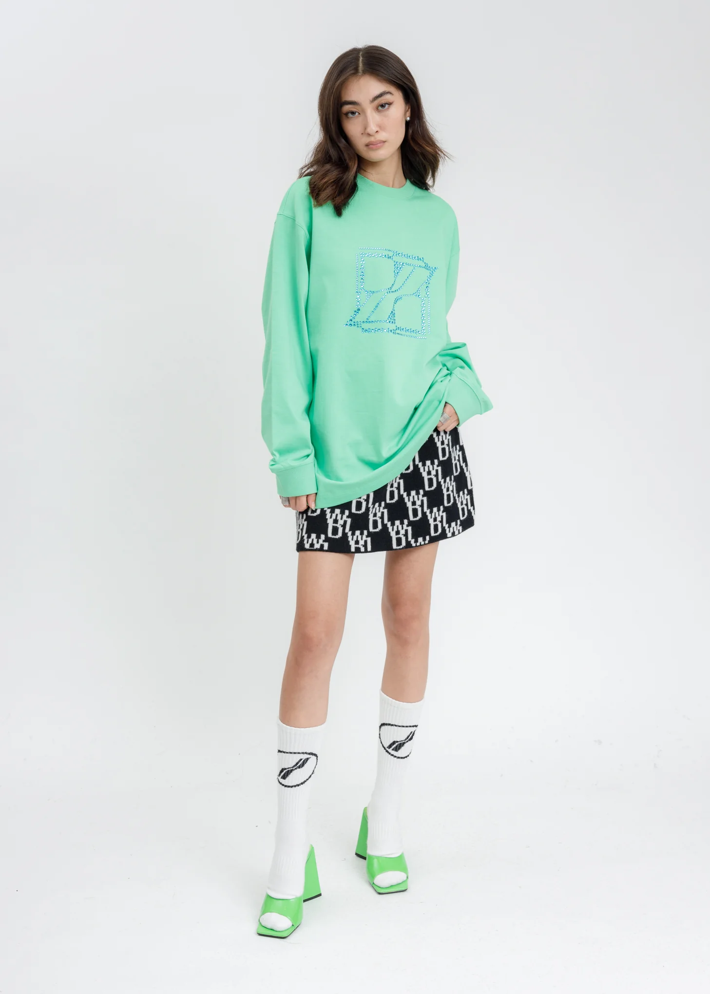 Lime WE11DONE Crystal Logo Long Sleeves - Image 6